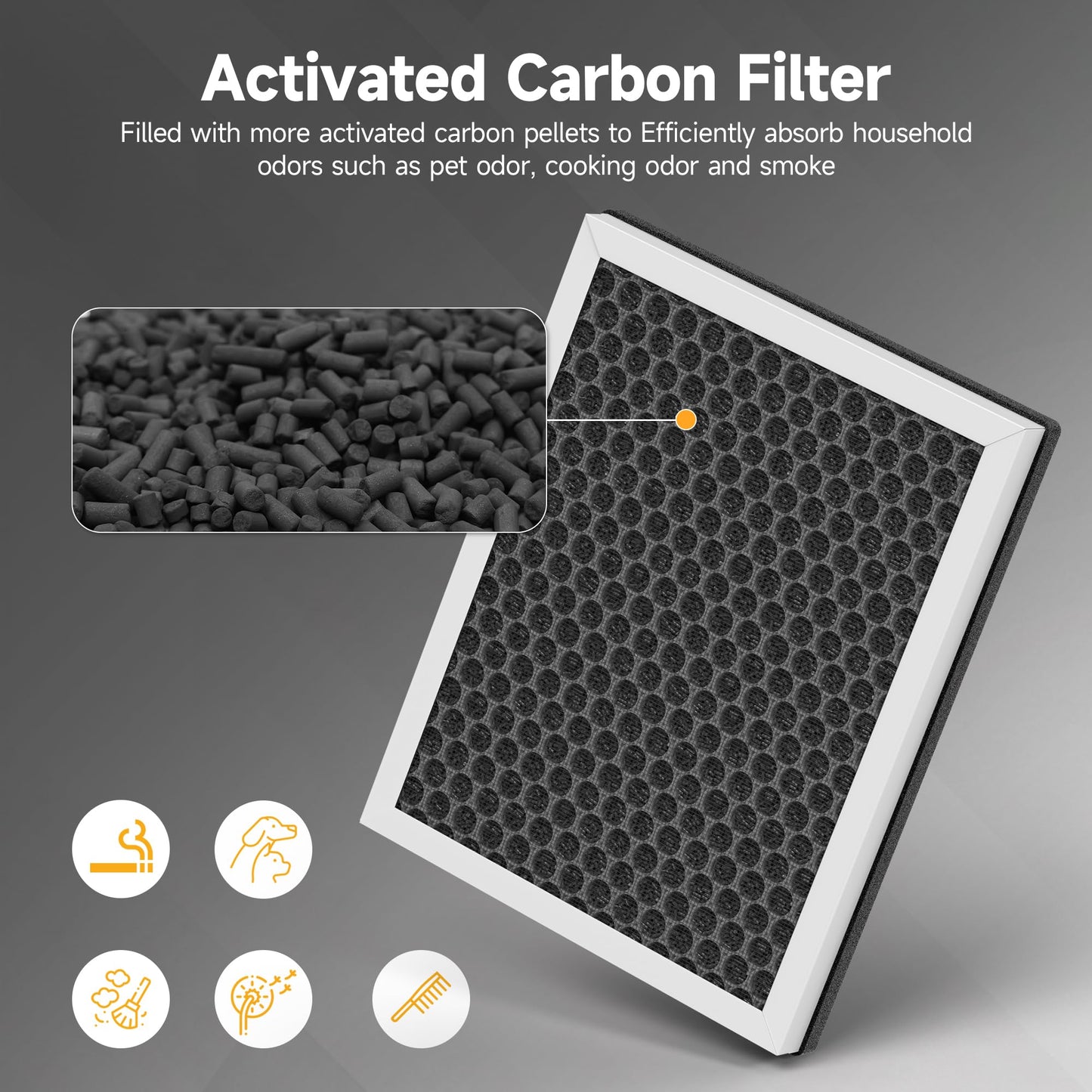 4 Packs KJ102 Replacement Filter Compatible with Mooka KJ102 Air Purifier for Home Large Room Up to 1300 Ft², 3-in-1 Washable Pre-Filter, HEPA and Activated Carbon Filter