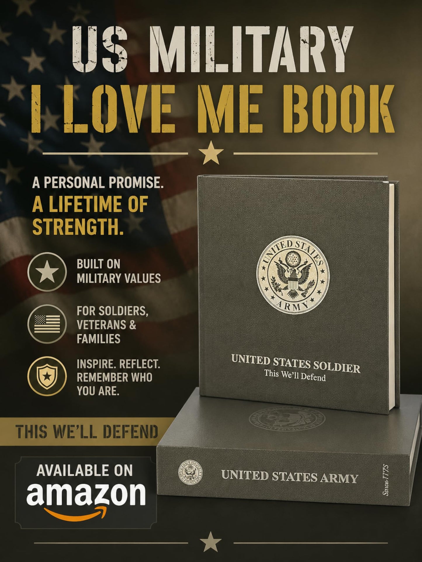 US Military Binder and Box Set - I Love Me Book Series (US Army) - Custom Dividers and Document Protectors Included
