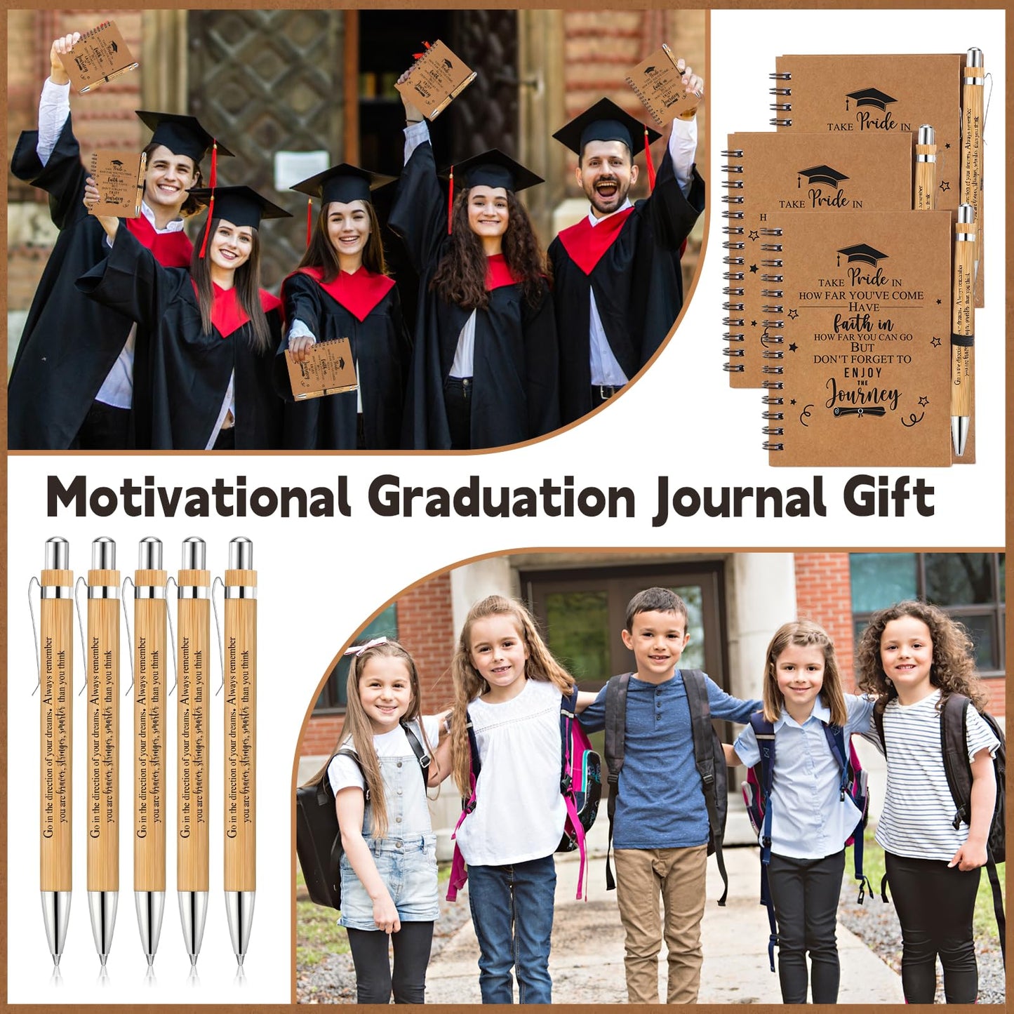 FillTouch 20 Sets 2026 Graduation Gifts Inspirational Spiral Journal with Motivational Pen Graduate Kraft Notebooks Ballpoint Pen Class of 2026 Gifts for College Graduate