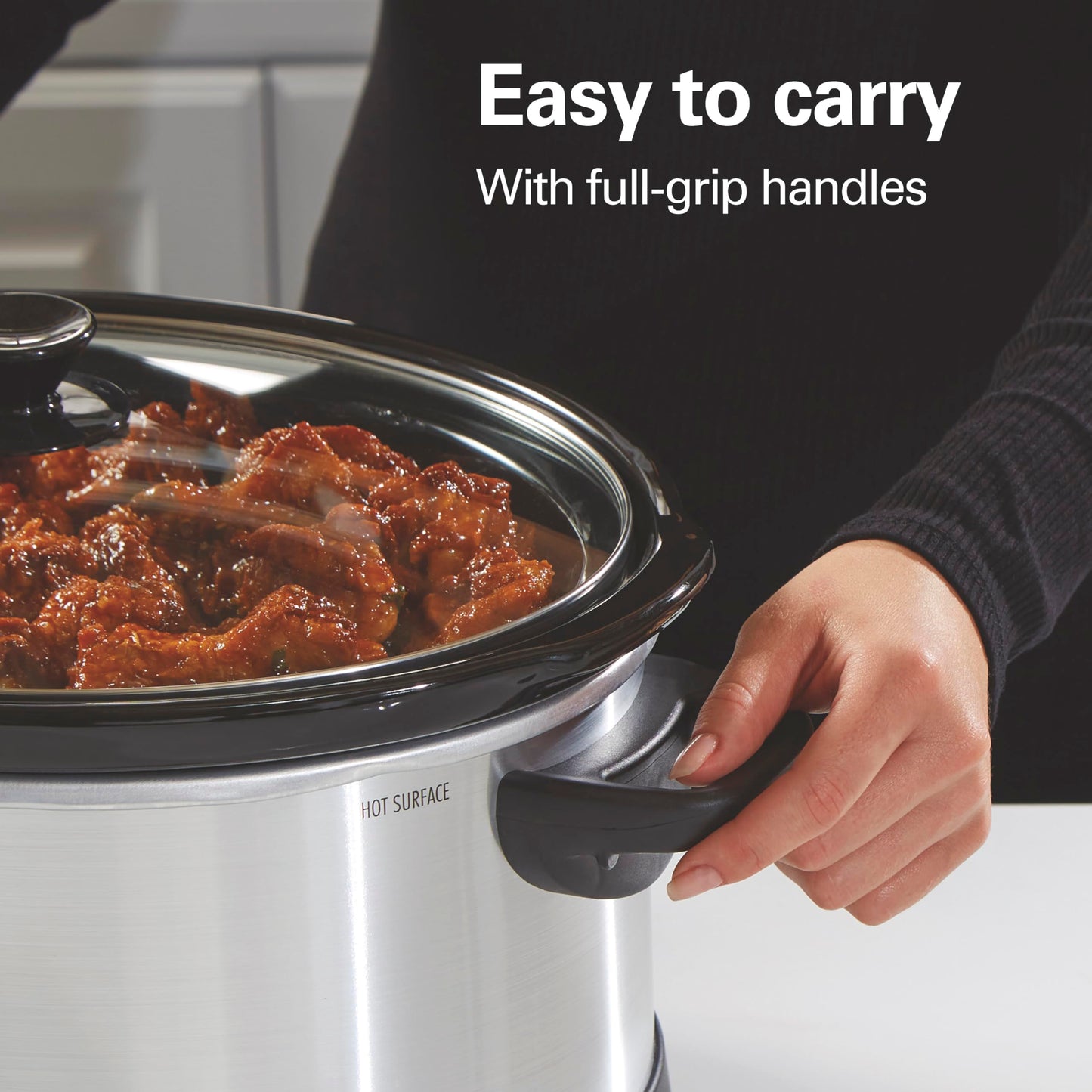 Hamilton Beach 7 Quart Programmable Slow Cooker With Flexible Easy Programming, 5 Cooking Times, Dishwasher-Safe Crock & Lid, Silver (33473)