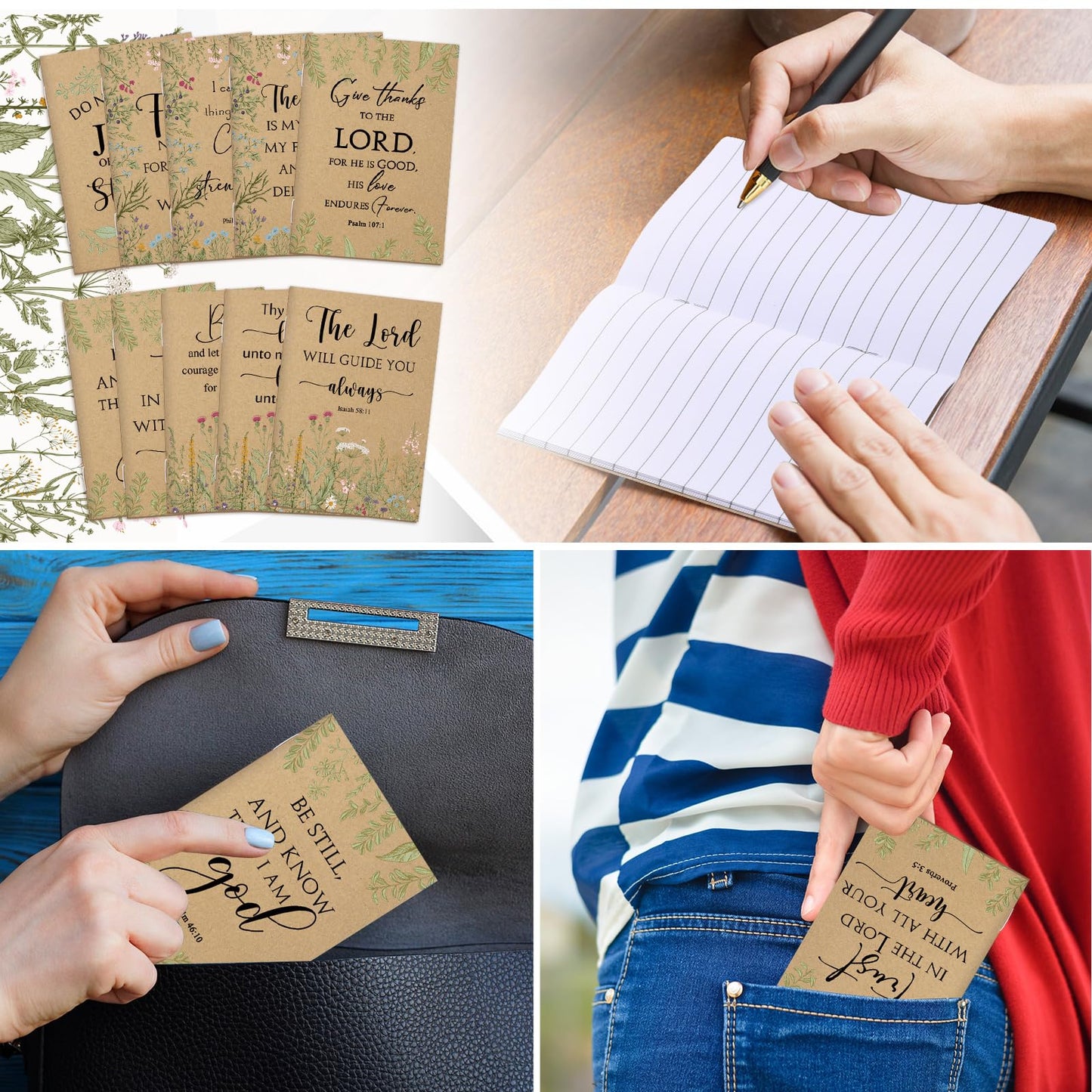 Ctosree 200 Pcs Bible Verse Prayer Journal Notebook for Women Christian Notepads Gifts Mini Inspirational Religious Note Pads for Mother's Day Church Teacher Sunday School 3.15 x 5 Inch (Brown)