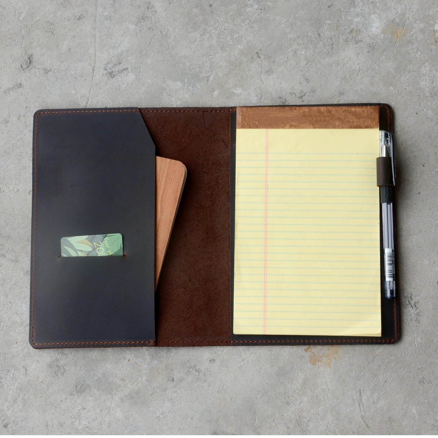 YIYUS Leather Cover Compatible With Tops The Legal Pad Writing Steno Pads 5" x 8", Legal Rule 5 x 8, Notebooks Distressed Genuine A5 Leather Cover with Pen Loop Dark Brown