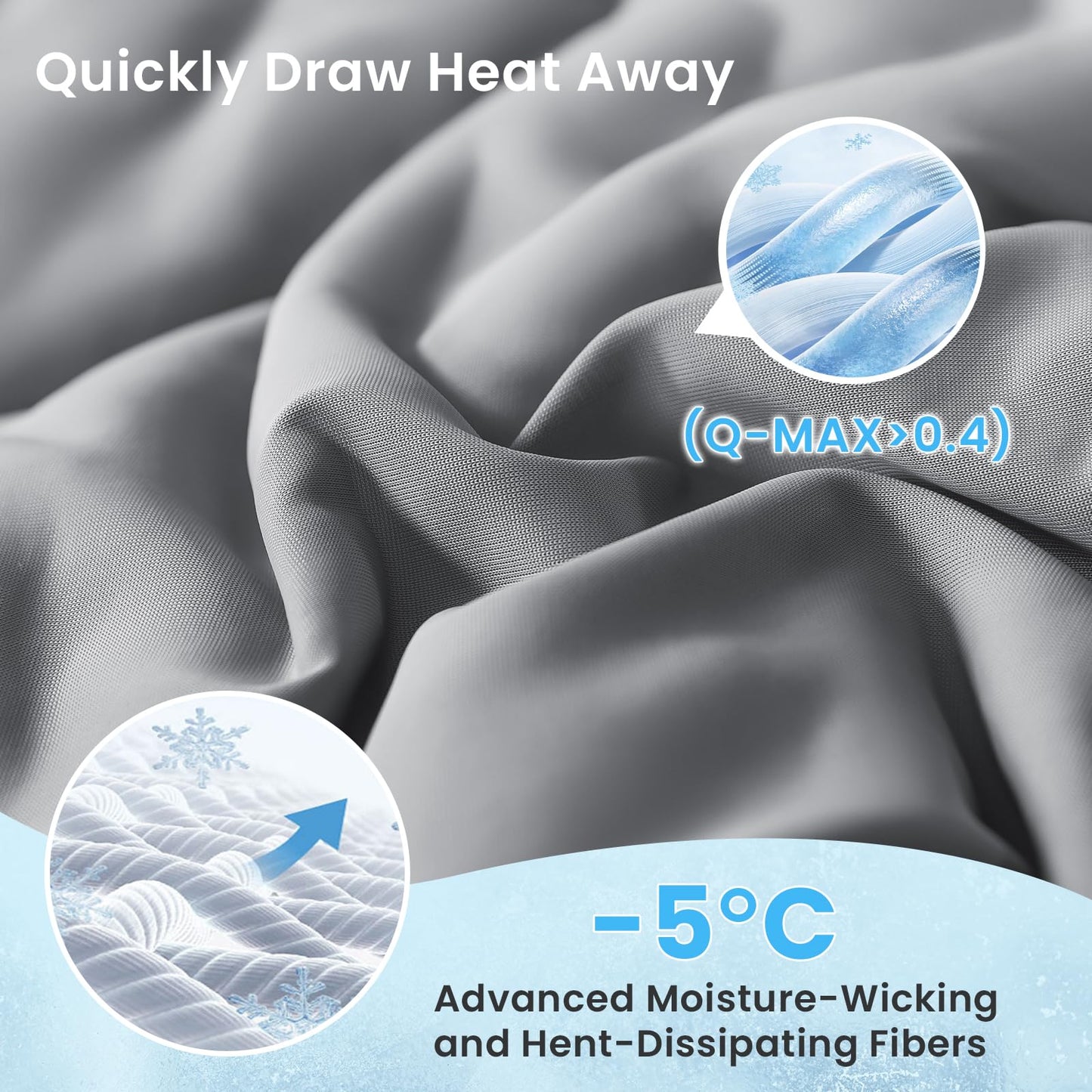 HYLEORY Cooling Comforter Queen Size - Summer Cooling Blanket for Hot Sleepers/Night Sweats, Double-Sided Cold Touch Silky Ice Comforters, Breathable Lightweight Beddings, Cool Gray, 90"x90"