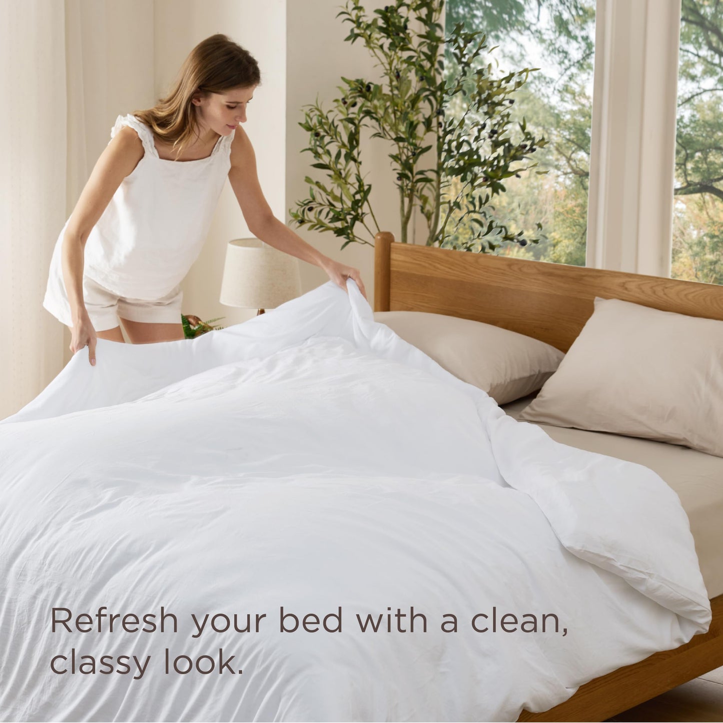Bedsure Duvet Cover King Size Only - Prewashed Cotton-Like Polyester Extra Soft All Season Bedding, Includes 1 Duvet Cover 104x90 Inches with Zipper Closure, White, (No Comforter)