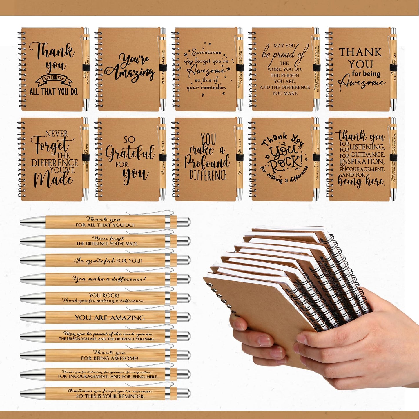 Tellingyou 60 Pcs Bulk Appreciation Gifts for Employee Coworker CNA Week A6 Notebook with Pens Appreciation Gifts Thank You for Team Office Staff Graduation Teacher Volunteers