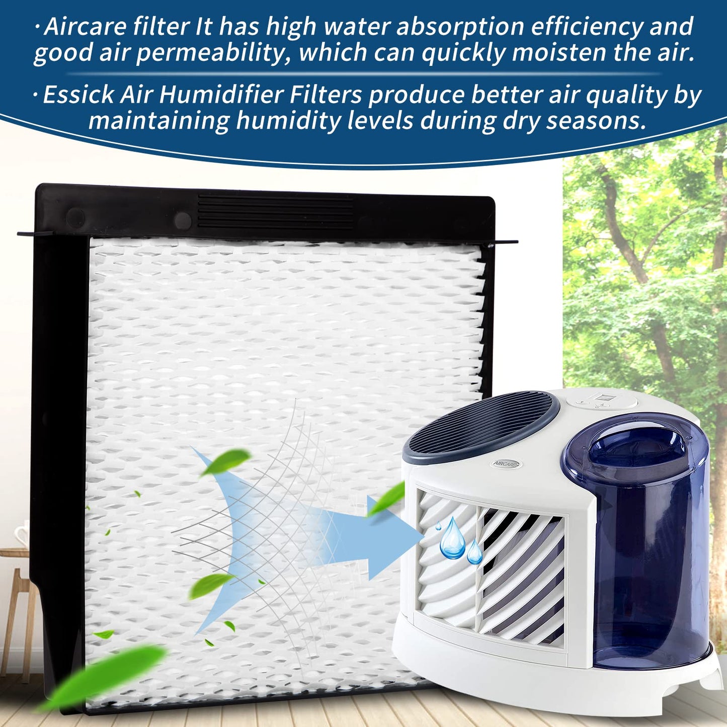 1040 Essick Humidifier Wick Filter for AIRCARE Air Humidifier B23 DP3 B40 B40-C 3D6-100 5D6-700 7D6-100 B23-710 B23-810 D46-720 CM330 500 700 3000 series Fit MoistAir models: MA-0300 MA-0500 - 4 Pack
