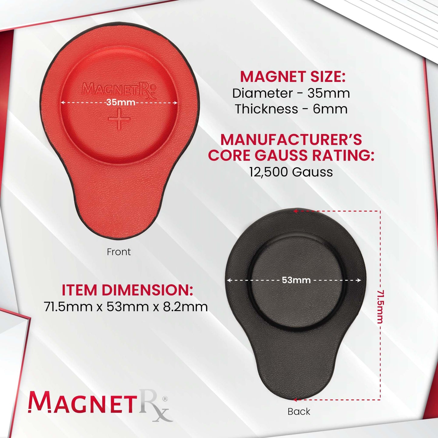 MagnetRX® Biomagnetic Magnet Kit – Imanes terapeuticos de neodimio para biomagnetismo – Dr Goiz Magnets for Bio Magnet Pair – Leather Coated Neodymium Biomagnetic Therapy Magnets (Medium | 2 Units)