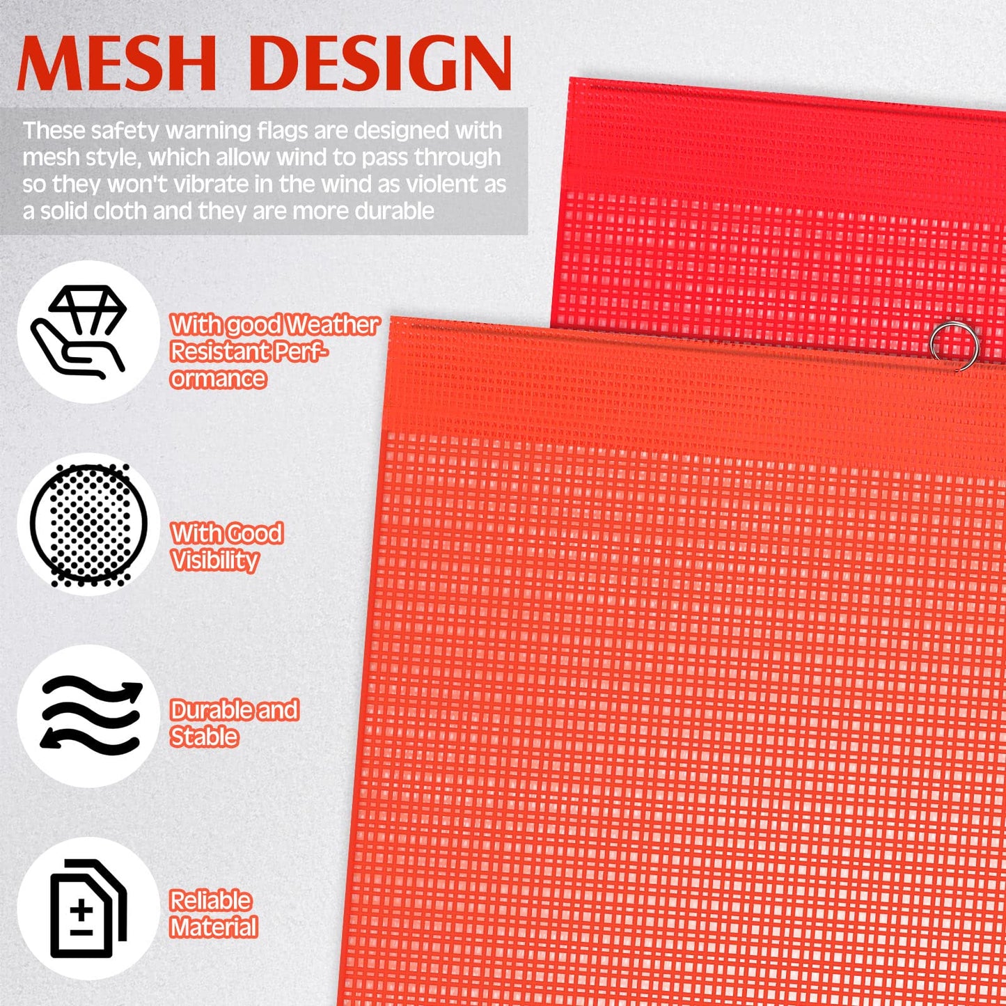 12 Pieces Safety Warning Flags and Magnets Kit Red and Orange Mesh Magnetic Wide Load Flags Bulk with Wire Loop 18 x 18 Inch for Trucks, Trailers, Pedestrian Crossings and Oversized Loads