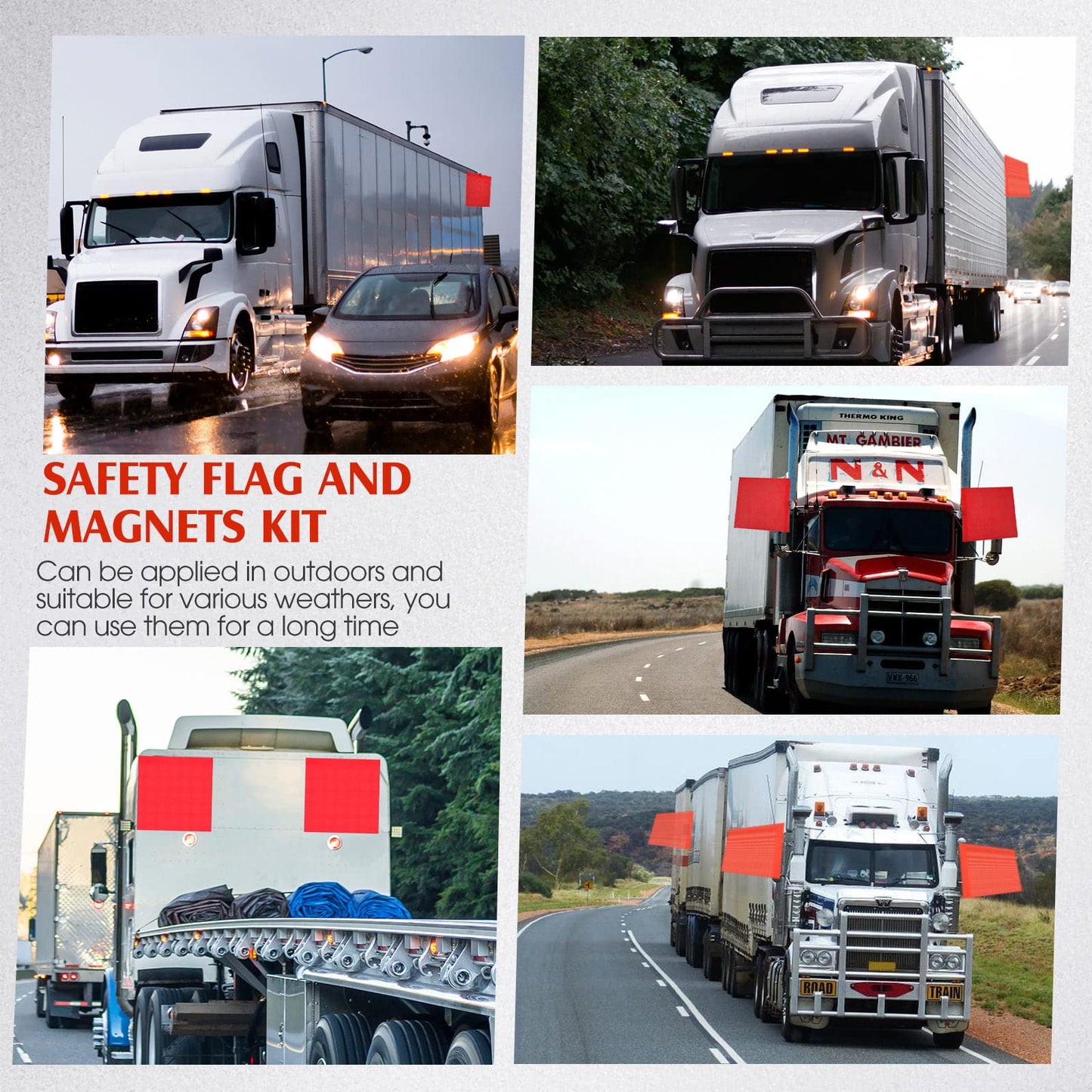 12 Pieces Safety Warning Flags and Magnets Kit Red and Orange Mesh Magnetic Wide Load Flags Bulk with Wire Loop 18 x 18 Inch for Trucks, Trailers, Pedestrian Crossings and Oversized Loads