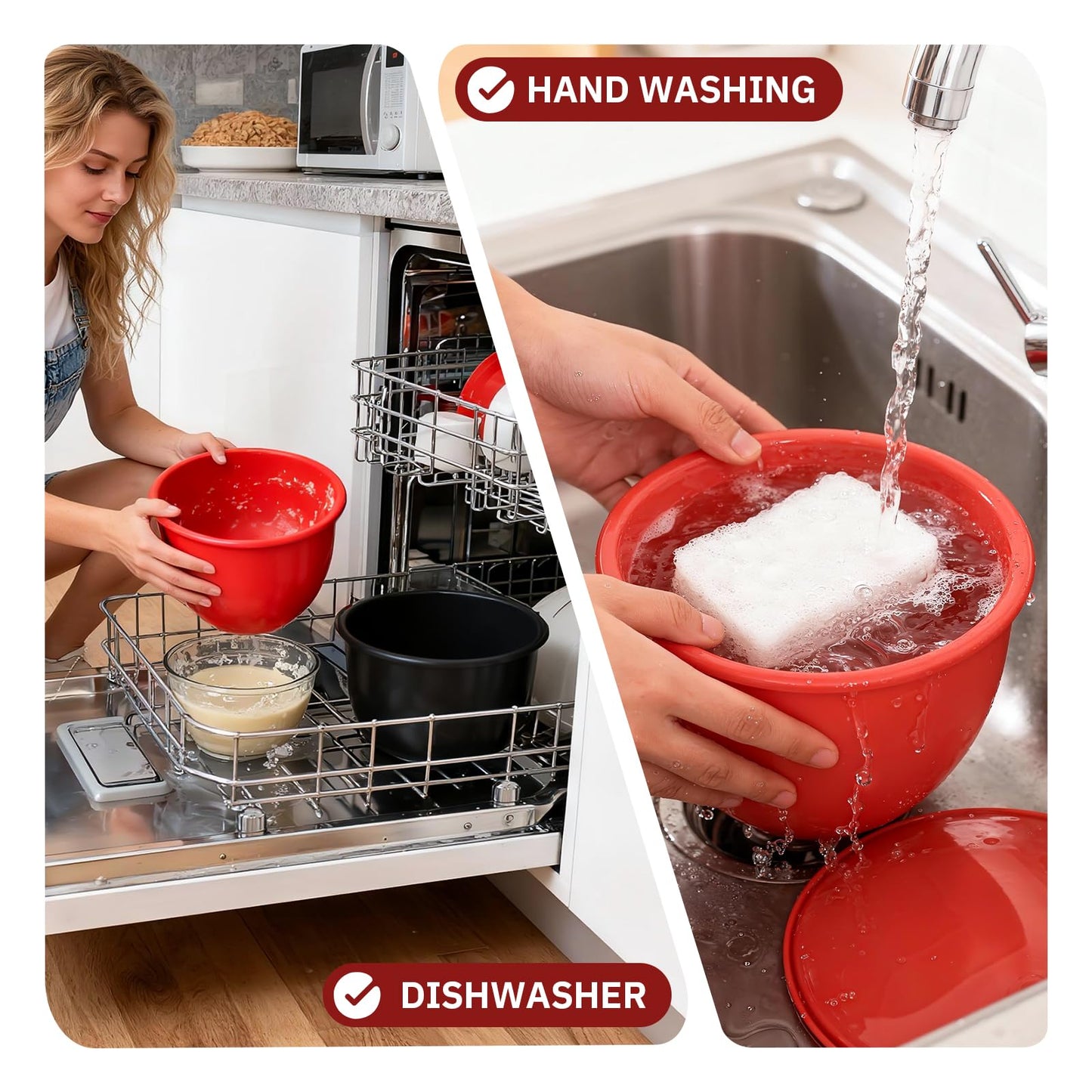 5QT Silicone Liners Compatible with KitchenAid 5QT Stand Mixers Liner Replacement for Kitchen Aid Mixer Attachments & Accessories, 3-Pack Liners with 3 Lids