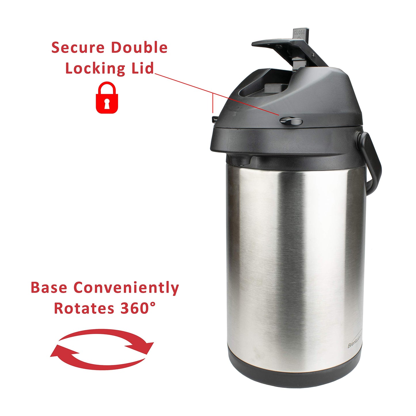 Brentwood 3.5-Liter Airpot Hot & Cold Drink Dispenser, Stainless Steel, Black