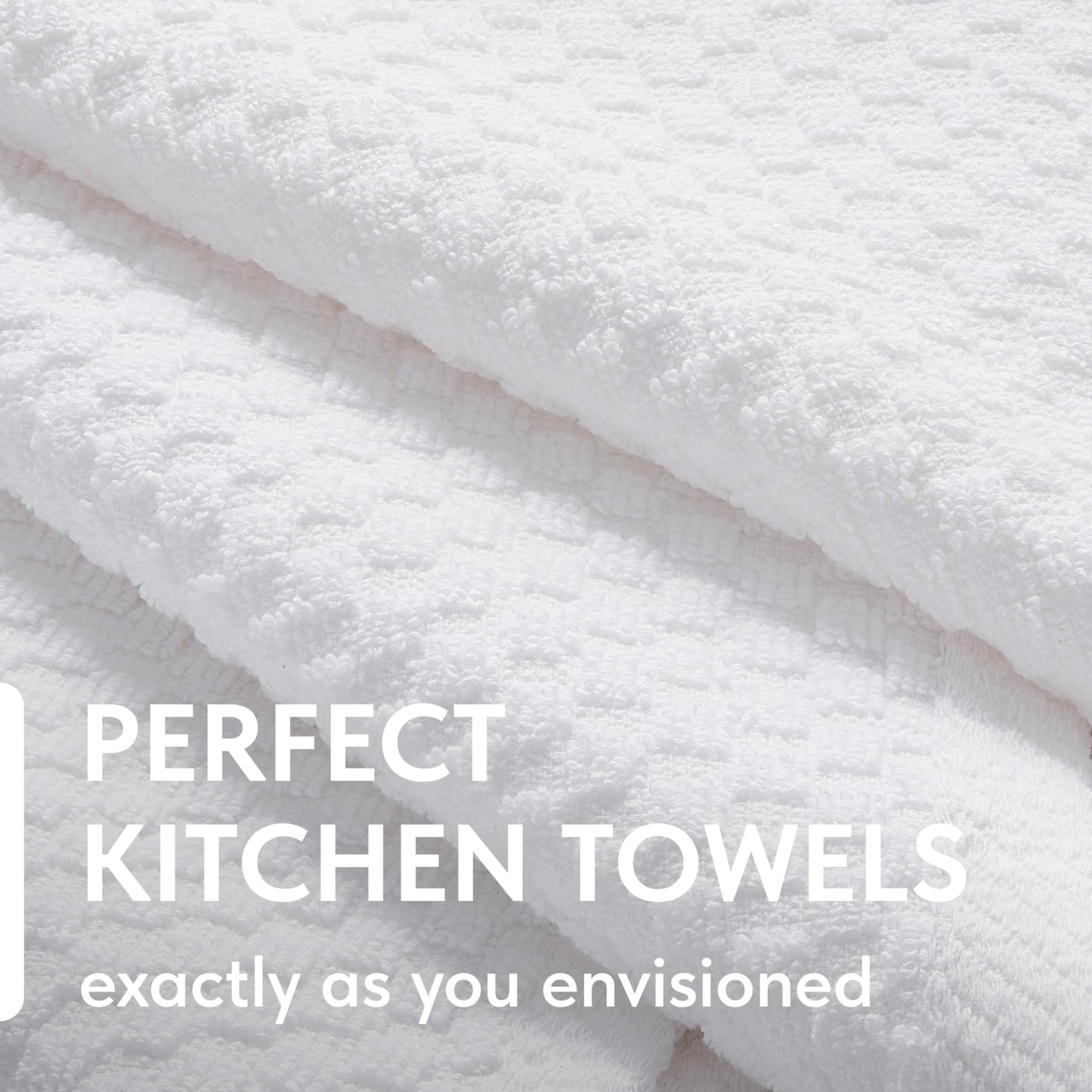 Wealuxe Super Absorbent Kitchen Towels 12 Pack - Premium 100% Cotton Kitchen Towels, 450GSM Thick Machine Washable White Dish Towels for Kitchen Drying, Cleaning, Dobby Weave, Unmatched Quality