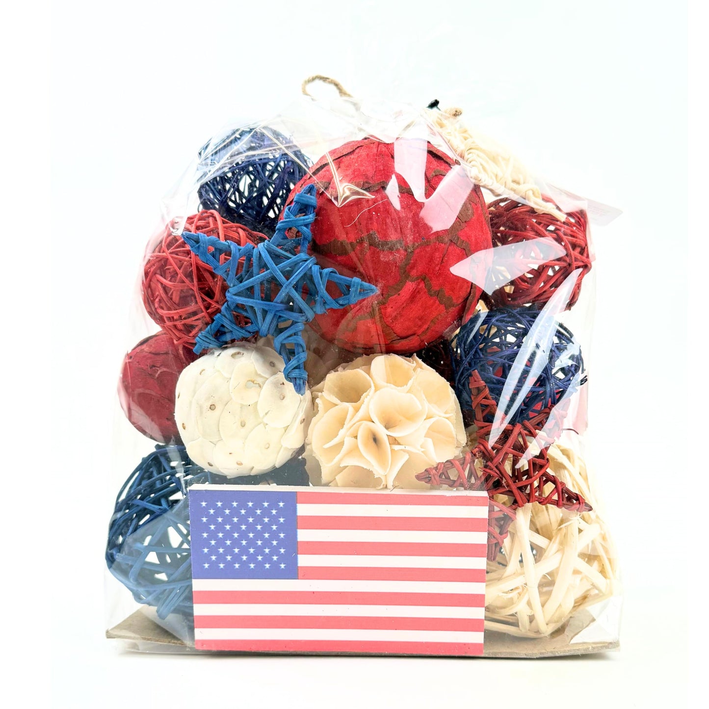 ANDALUCA American Flag Decorative 4th of July Large Vase Filler Bag with Orbs, Decorative Balls (Red, White & Blue)
