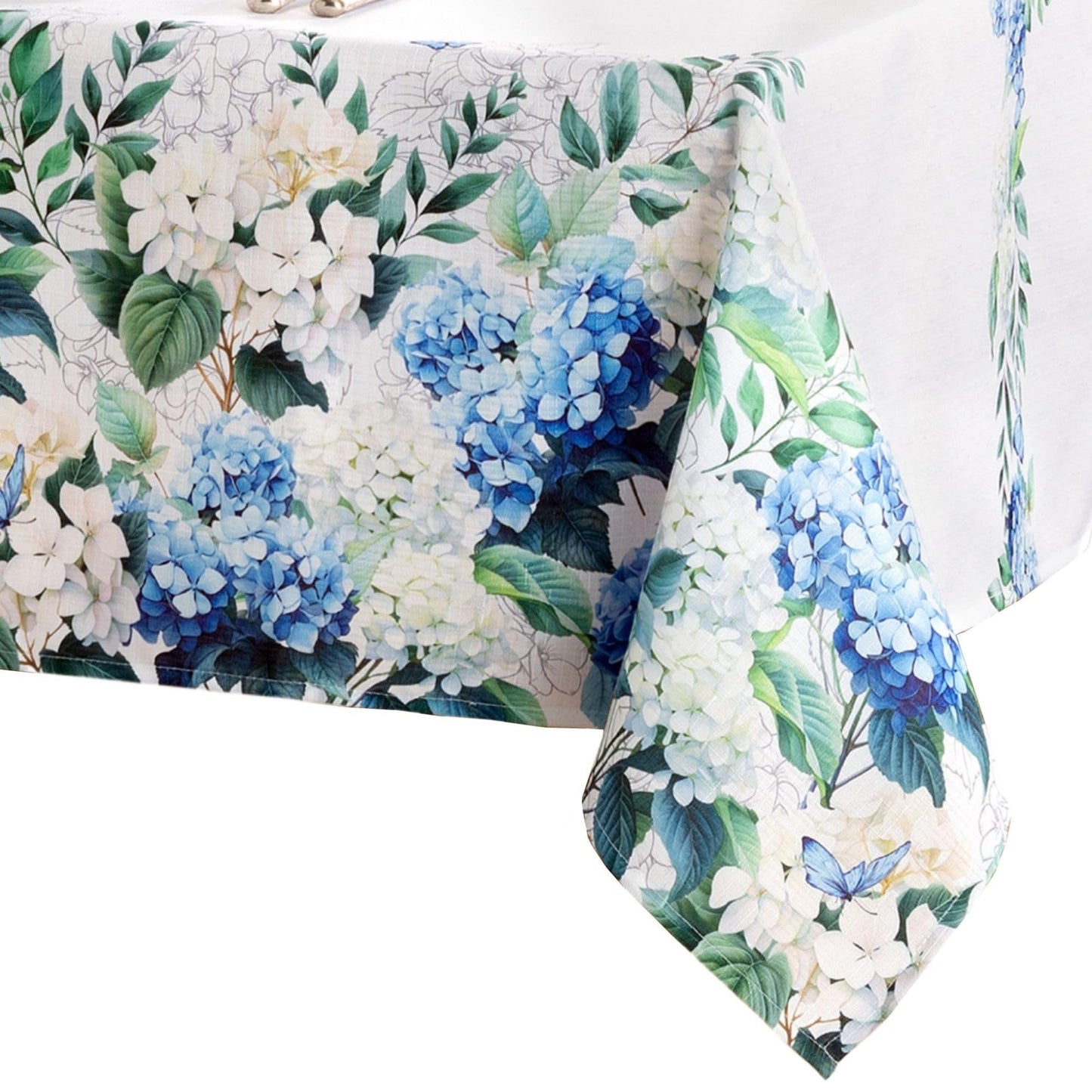 Elrene Home Fashions Hydrangea Bloom Floral Butterfly Double Border Spring/Summer Wrinkle Resistant Dining Tablecloth, 60"x102" Rectangle