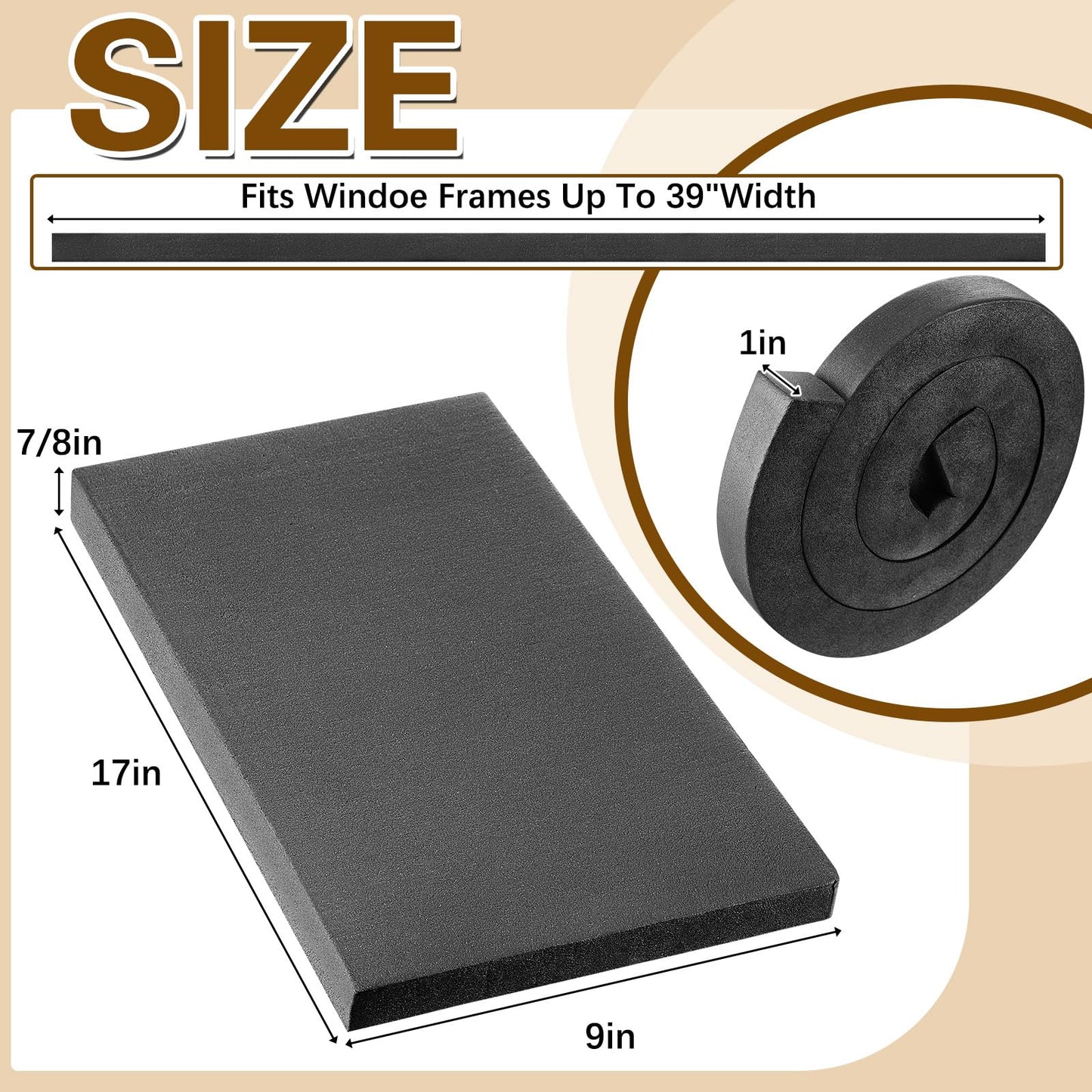 Pangda 4 Pcs Window Air Conditioner Side Insulated Foam Panel, Ac Side Surround Panels Kit with Top Seal Strip, Air Conditioner Accessories Seal for Summer Winter Indoor, 17 x 9 x 7/8 Inch (Black)