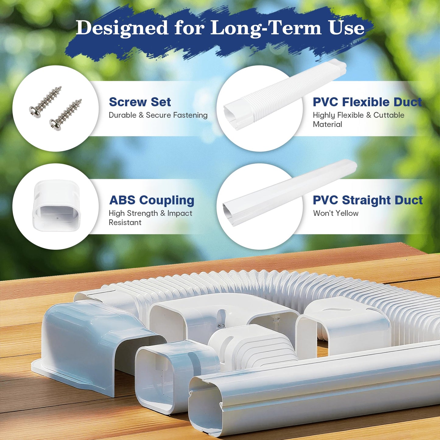 LyPrem 10Ft Mini Split Line Set Cover 4" PVC Line Cover Kit for Mini Split and Central Air Conditioner & Heat Pump(White)
