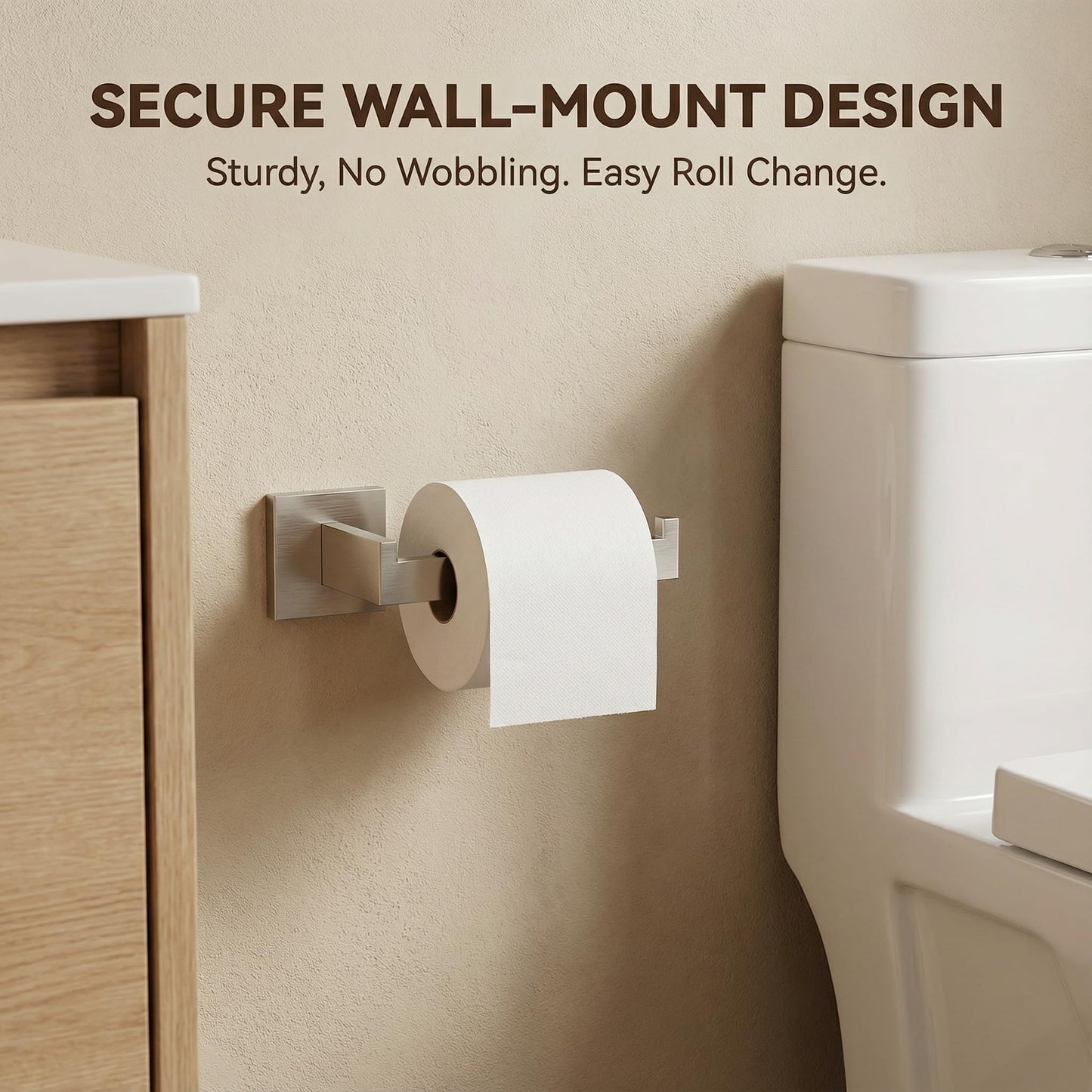 5-Piece Brushed Nickel Bathroom Hardware Set, Wall Mounted Thickened 304 Stainless Steel Towel Holder Set, Featuring 23.6" Towel Bar, Hand Towel Rack, Toilet Paper Holder, and 2 Towel Hooks