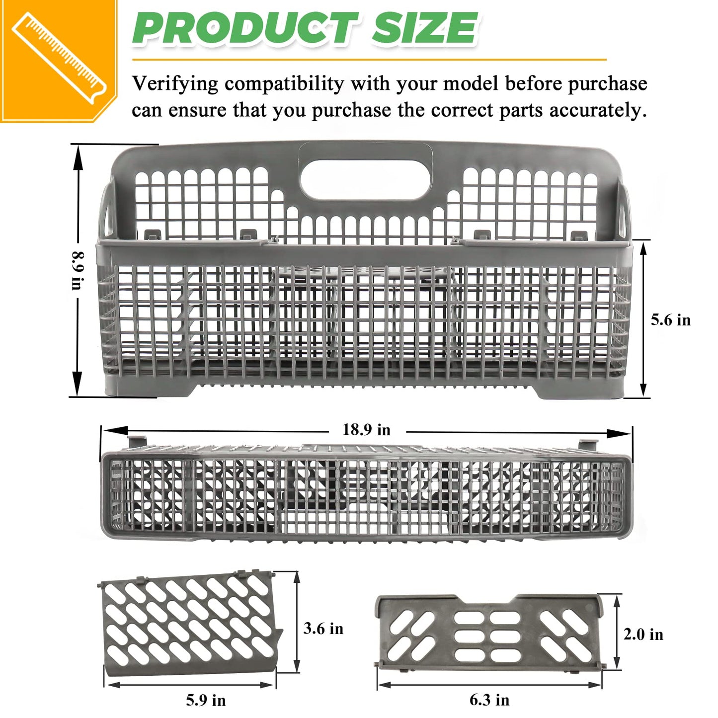 WP8562043 8531233 Universal Dishwasher Silverware Basket Replacement for Whirlpool Kitchenaid Dishwasher Utensil Basket - Replaces Kitchenaid Dishwasher Basket W10190415 8531288 8562043 by Techecook