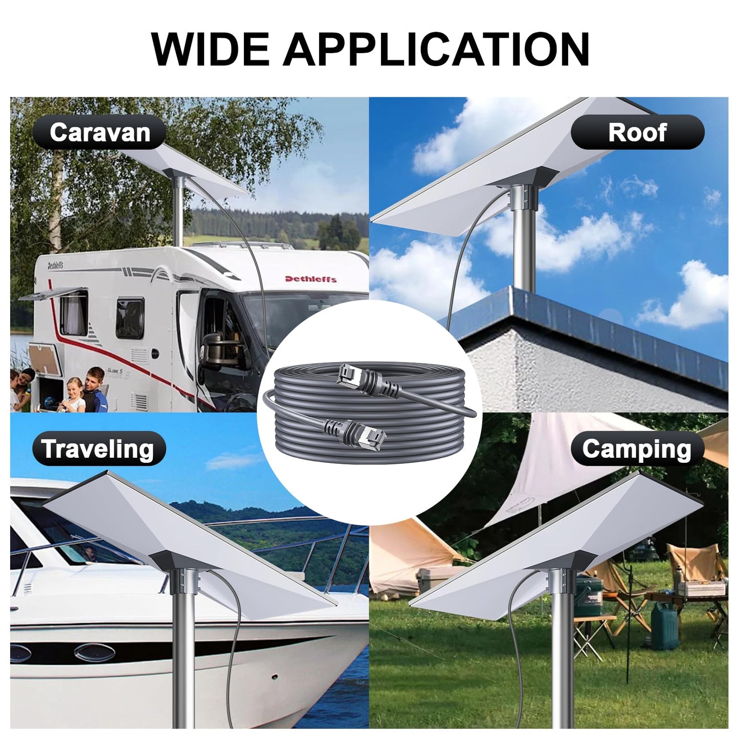 150FT Starlink Gen 3 Cable, Waterproof Satellite Replacement Standard V3 Cord, for Starlink Rectangular Satellite Gen 3 Cable Extension Accessories (150FT/46M)