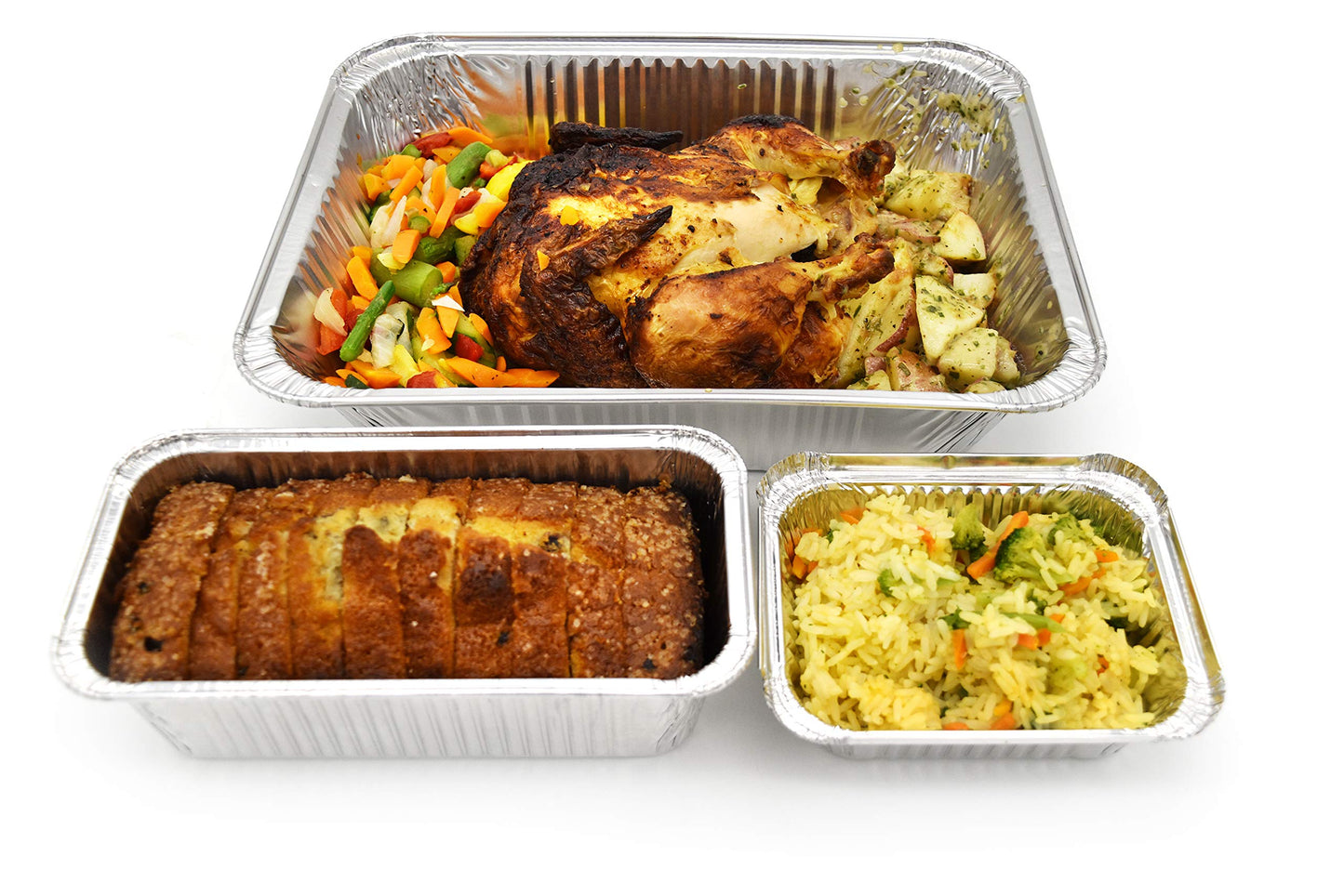 (100 Pack) Premium 2-LB Bread Loaf Baking Pans - 8.5" x 4.5" x 2.5" l Heavy Duty l Disposable Aluminum Foil Tins for Cakes Meatloaf Lasagna