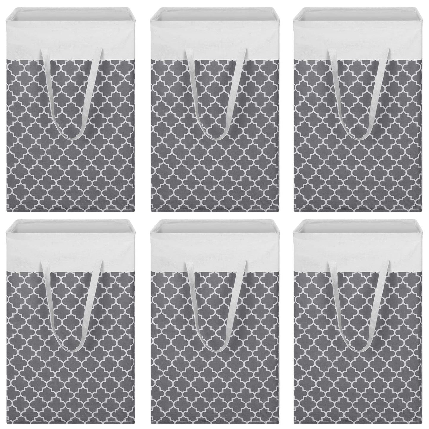 Treela 6 Pack 75l Large Laundry Baskets Collapsible Laundry Hampers with Reinforced Handles, Waterproof Freestanding Clothes Hamper Dirty Clothes Basket for Dorm Bedroom Bathroom Towels Toys(Gray)