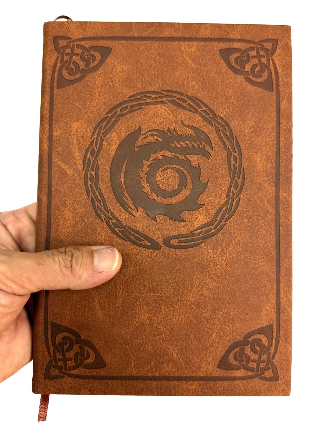 Costumeteers Bork the Bold Dragon Manual Replica Book Viking Fantasy Cosplay Berk Journal Prop HTTYD Faux Leather Cover Printed Pages Brown
