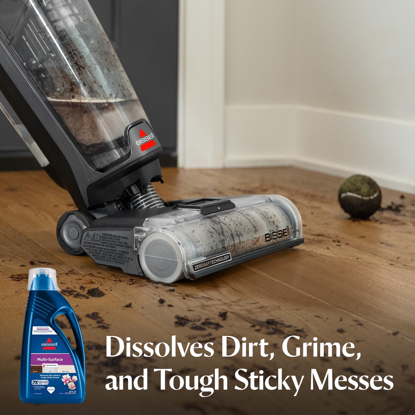 Bissell Multi-Surface Solution, for use in CrossWave and Other Leading Hard Surface and Area Rug Cleaners, 80oz, Dissolves Dirt, Grime, and Tough Sticky Messes