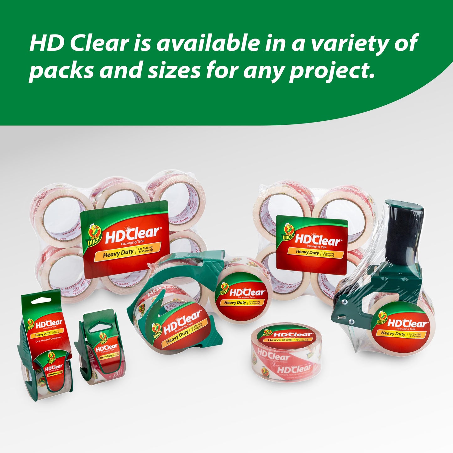 Duck HD Clear Extra Wide Packing Tape - 6 Rolls of Heavy Duty Shipping and Moving Packing Tape – Clear Strong Packaging Tape for Boxes, Packing and Moving Supplies - 3 In. x 54.6 Yards (307352)