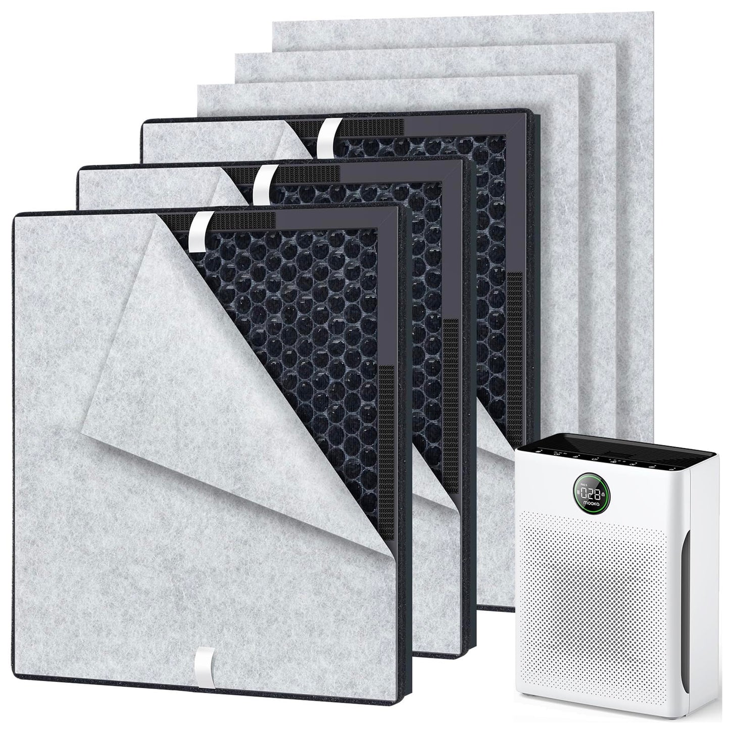 XBGG 3 Pack PR1 Replacement Filter for PR1 Air Purifier, H13 True HEPA Filter for Home Large Room up to 2200sq.ft with 6 Pcs PR-1 Pre-Filter