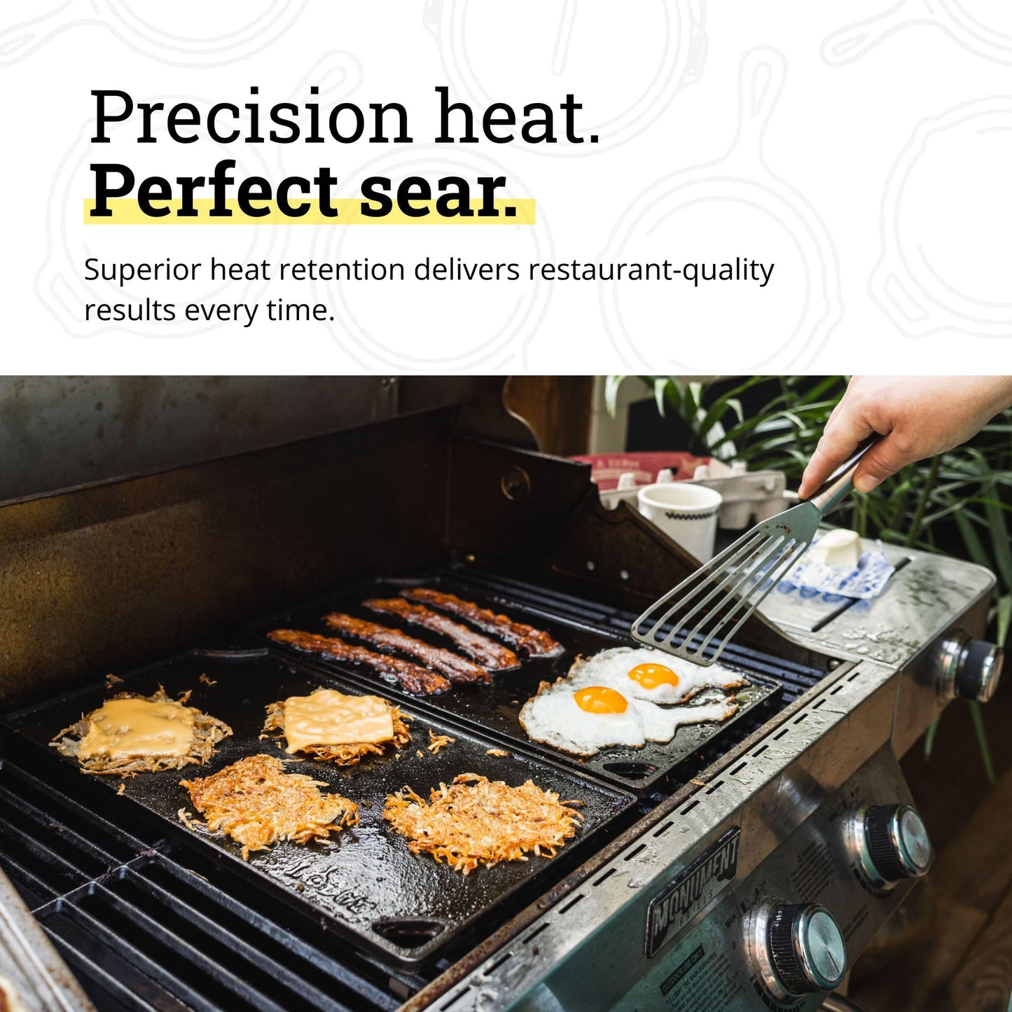 Lodge Reversible Cast Iron Grill/Griddle Pan 16.75 x 9.5 - Pre-Seasoned Dual-Sided Double Burner for BBQ, Eggs, Pancakes, Burgers - PFAS Free Cookware - Flat Top Plate for Oven, Grill, & Campfire