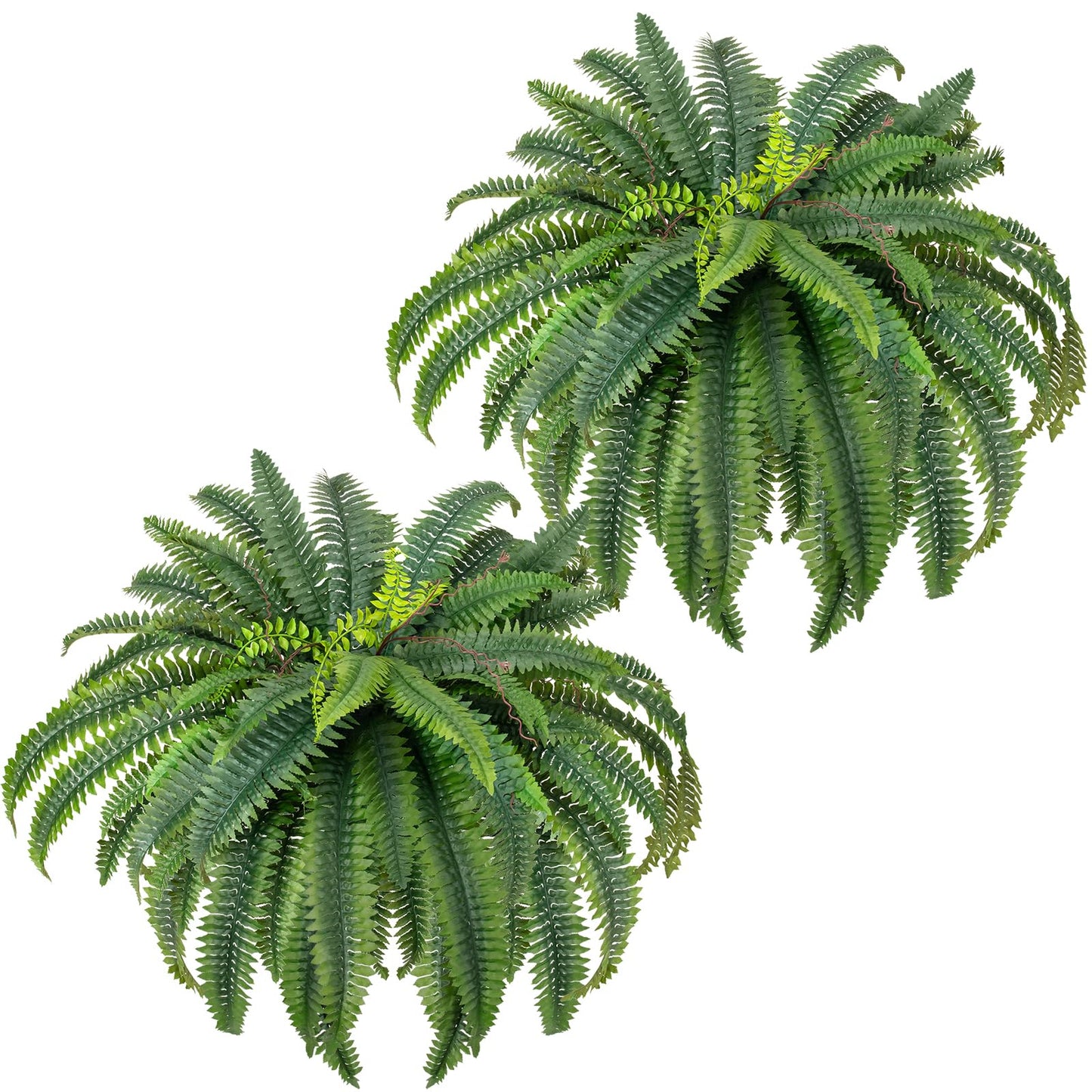 CQURE 45" Fake Ferns Artificial Plants Large,Set of 2 Artificial Boston Ferns Faux Hanging Fake Plants for Outdoors Planter Home Garden Decor,60 Branches