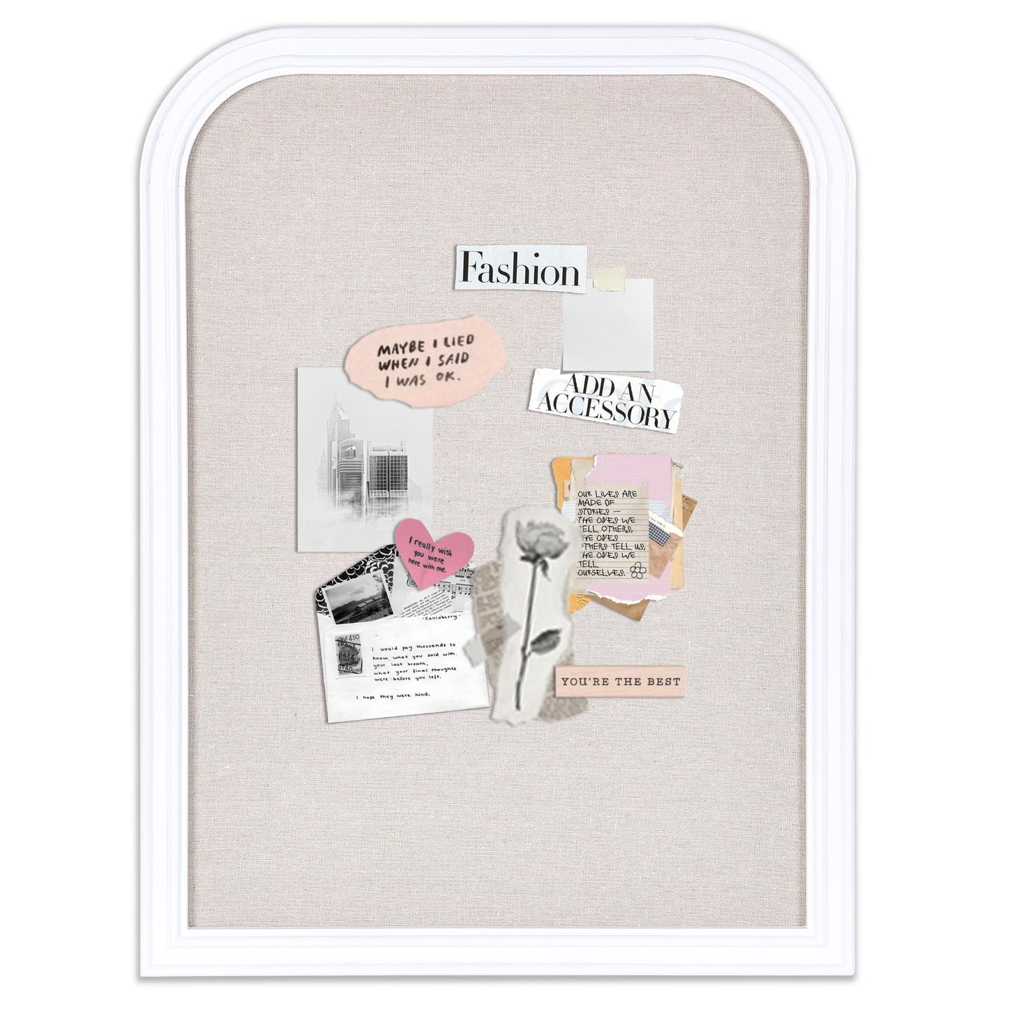 Aitakatta Bulletin Board with Linen, 23.6x17.7 inches Bulletin Board with White Wood Style Frame, Decorative Hanging Pin Board Vision Board Message Board for Office School Home Decor(2R&2S,L-4560,1p)
