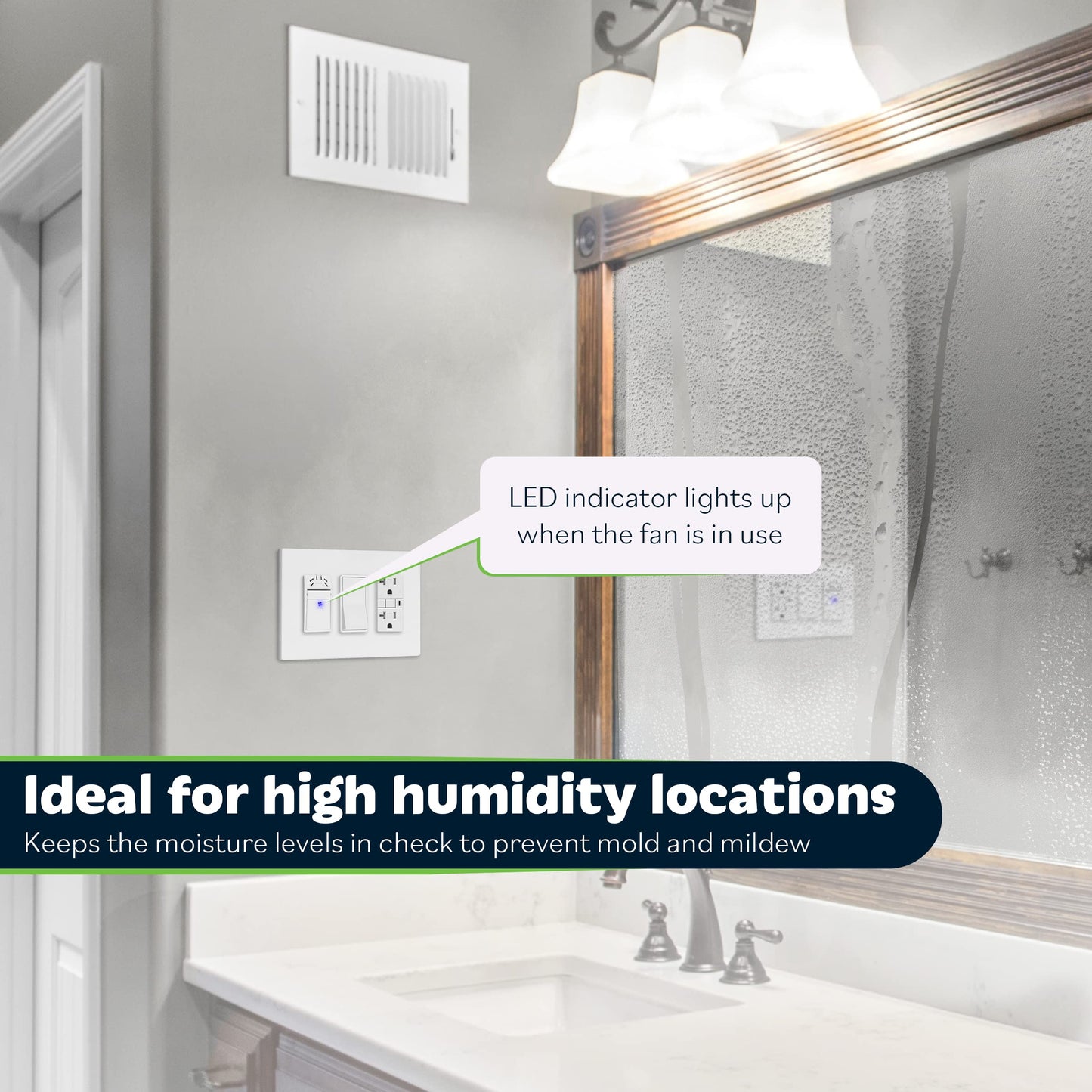 TOPGREENER Humidity Sensor and Fan Control Switch, Ventilation Fan Humidity Sensor Switch, Neutral Wire Required, TDHS5, 2-Pack (Wall Plate Included)