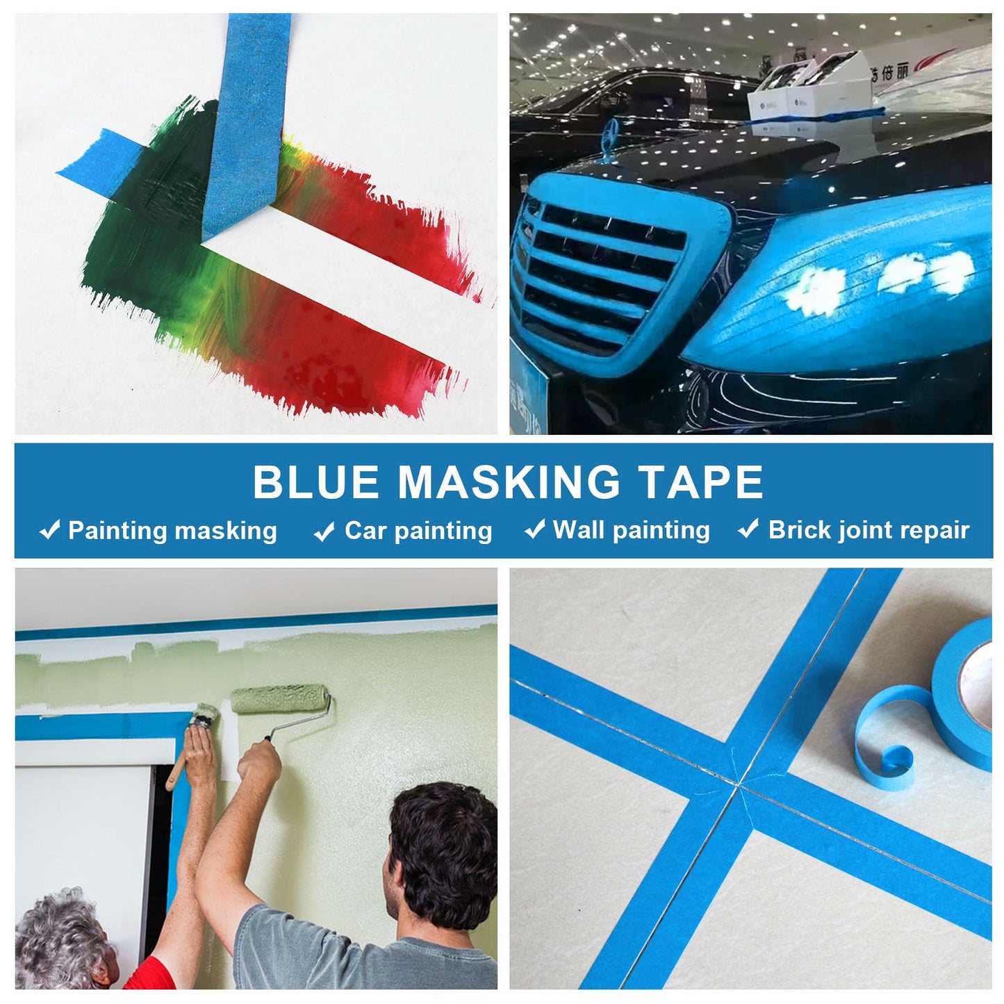 BOMEI PACK Blue Painters Tape 1 Inch Bulk - Paint Tape 20 Rolls x 1 Inch x 55 Yards - Blue Masking Tape for Walls Painting, DIY Crafting, Edge Finishing and School Projects, Total 1100 Yards