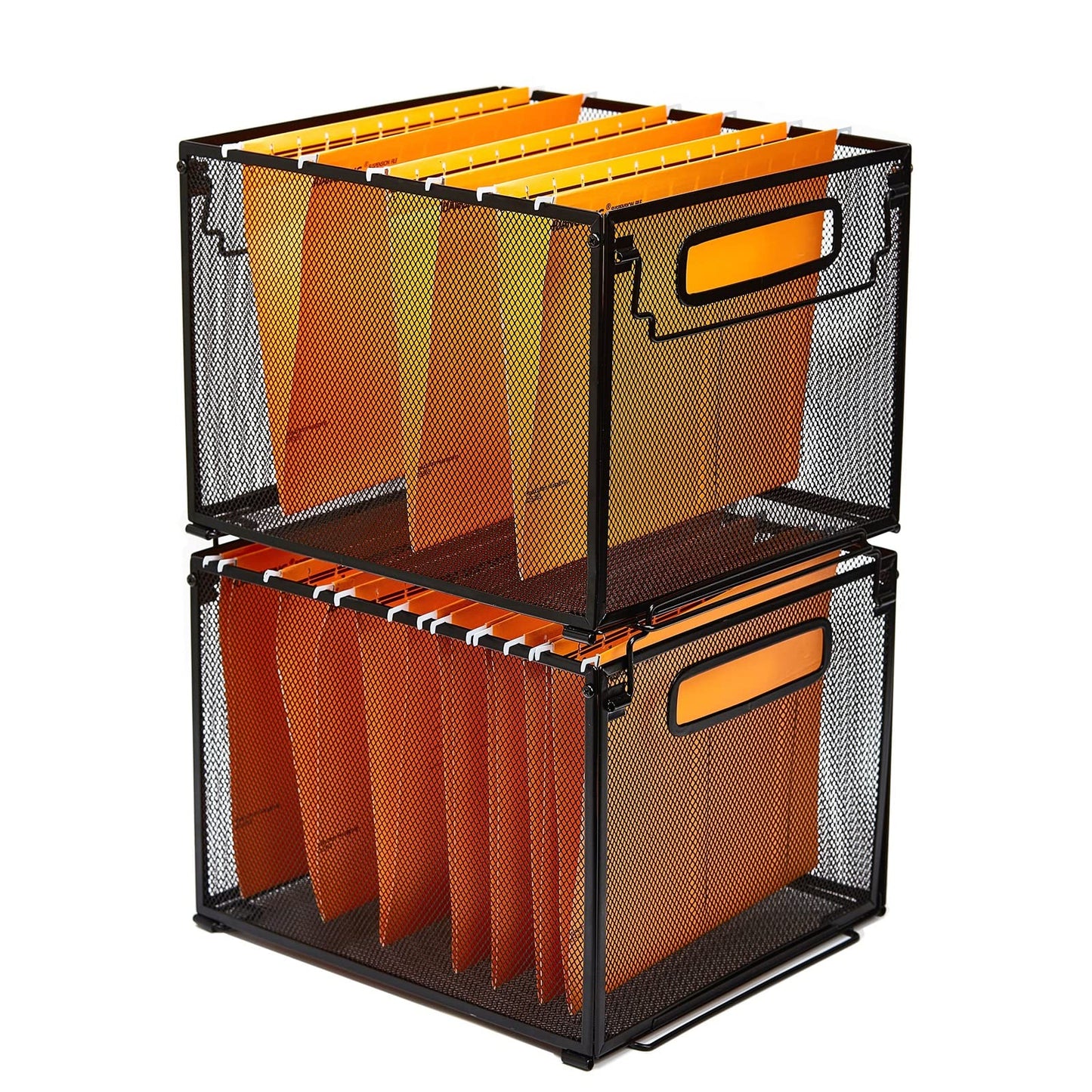 SETTFRFE 2 Pack File Organizer,Metal File Crates for Hanging Folders,Hanging Folder Organizer,Letter Size, Black