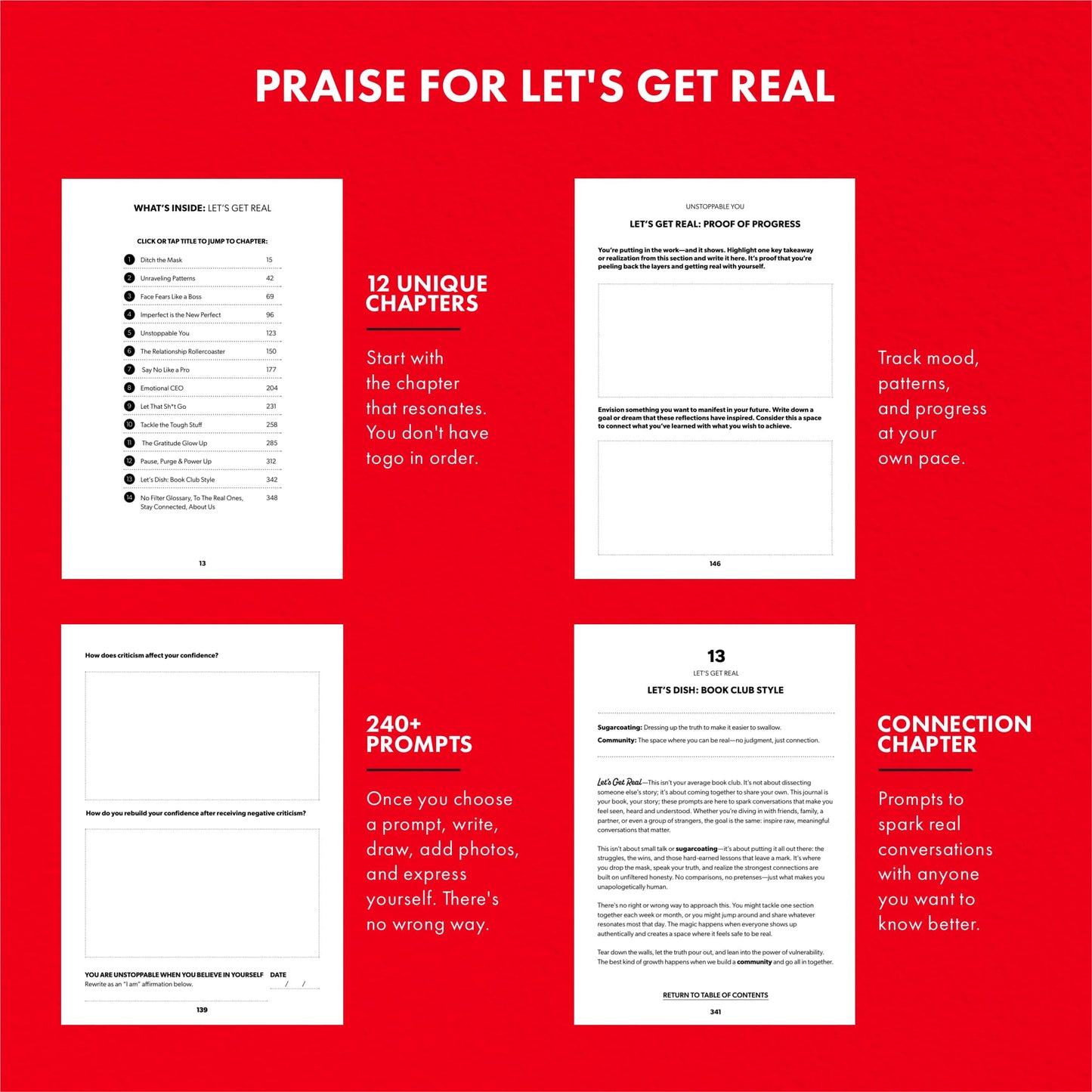 Let's Get Real Guided Journal with 240 Writing Prompts for Self Reflection, Personal Growth & Mindfulness, Undated Self Care Journal for Women & Men, Mental Health, Gratitude, Therapy & Wellness
