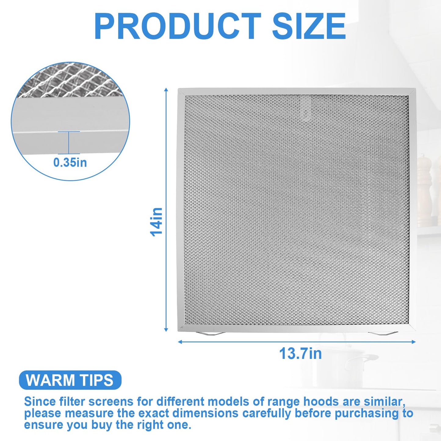 S97017415 Range Hood Filter Compatible with Broan 5 Layer Aluminum Grease Range Hood Filters Replacement 97017415, 14 X 13.7 X 0.35 inch - 2 Pack