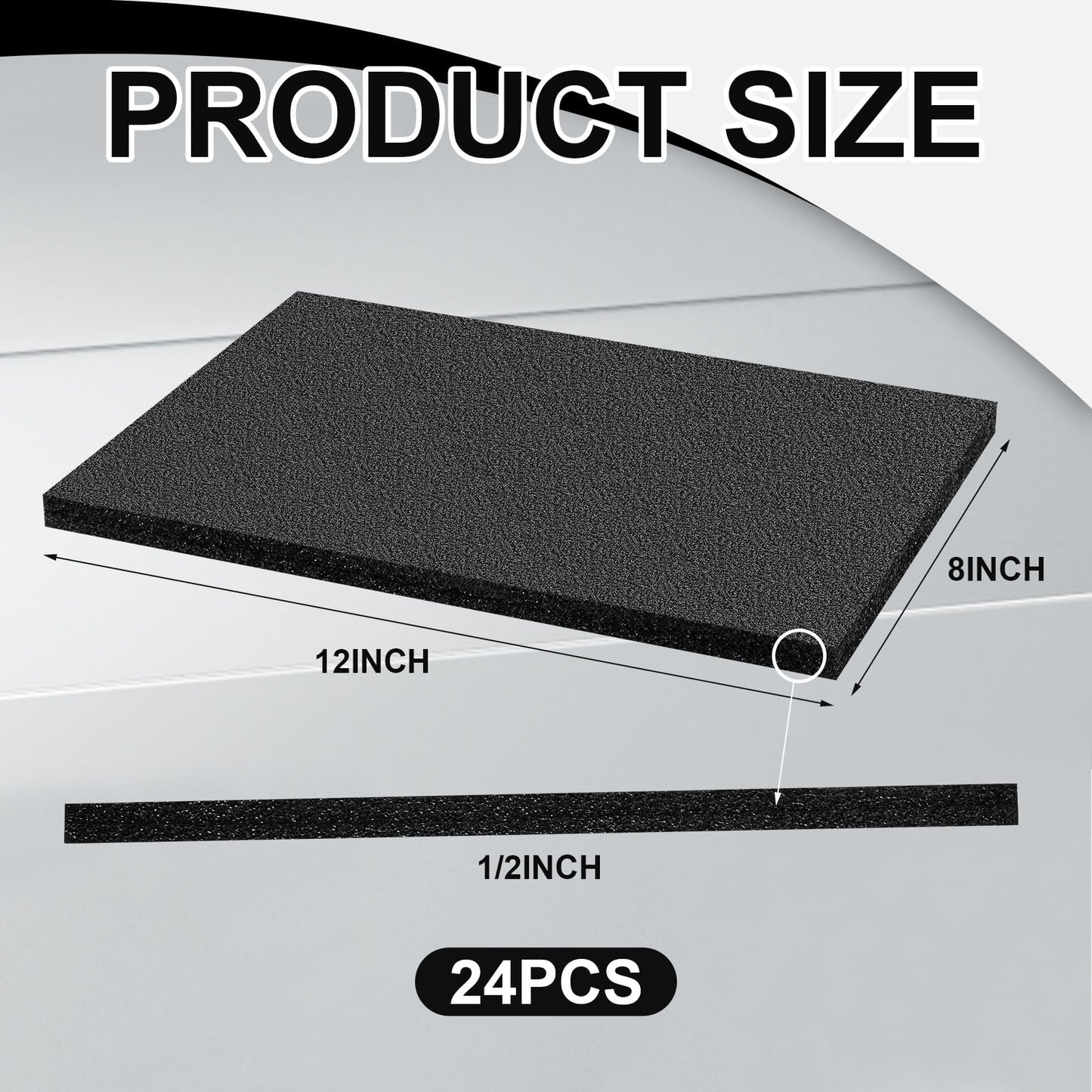 Frienda 24 Pcs 12" x 8" x 0.5" Polyethylene Foam Sheet Thick Black Packing Foam Padding Customizable PE Board Cushion Inserts for Cases Craft Shipping Moving DIY Projects Toolbox Storage