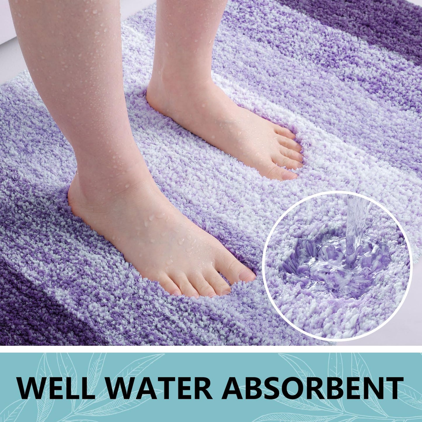 Arotive Microfiber Bathroom Rugs Sets 4 Piece, Extra Soft Absorbent Bath Mats, Machine Wash Dry U-Shaped Contour Rug and Toilet Lid Cover for Bath Tub, Toilet and Shower, Dark Purple