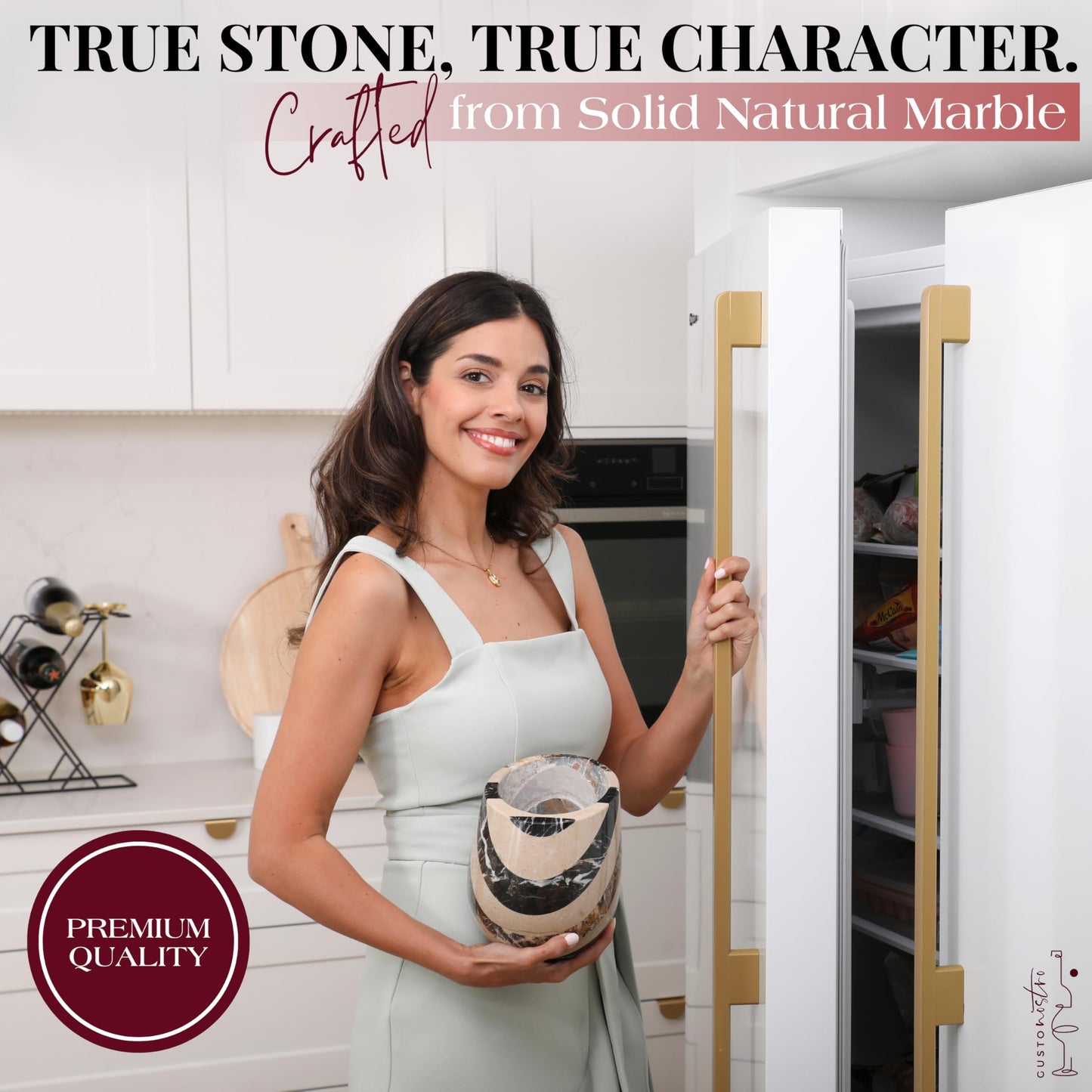Gusto Nostro Marble Wine Chiller Bucket - 750ml Wine Bottle Cooler and Champagne Chiller for Party, Kitchen, Bar Cart Decor to Chill & Keep Bottles Cold - With Unique Wine Lovers Gift Box