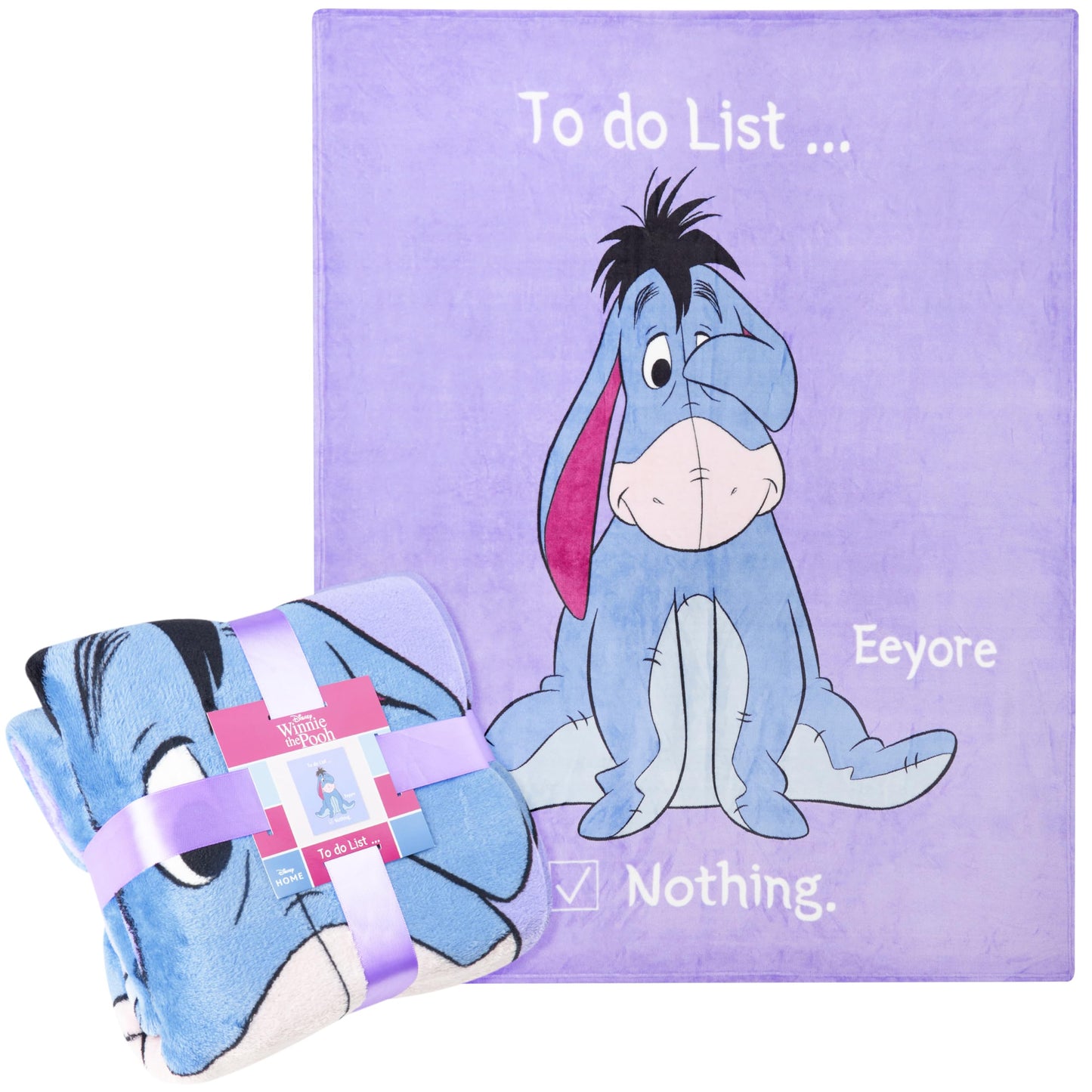 Disney Eeyore Throw Blanket Soft Fleece Blanket Bedroom Comforter 59 x 51” (Purple Eeyore)