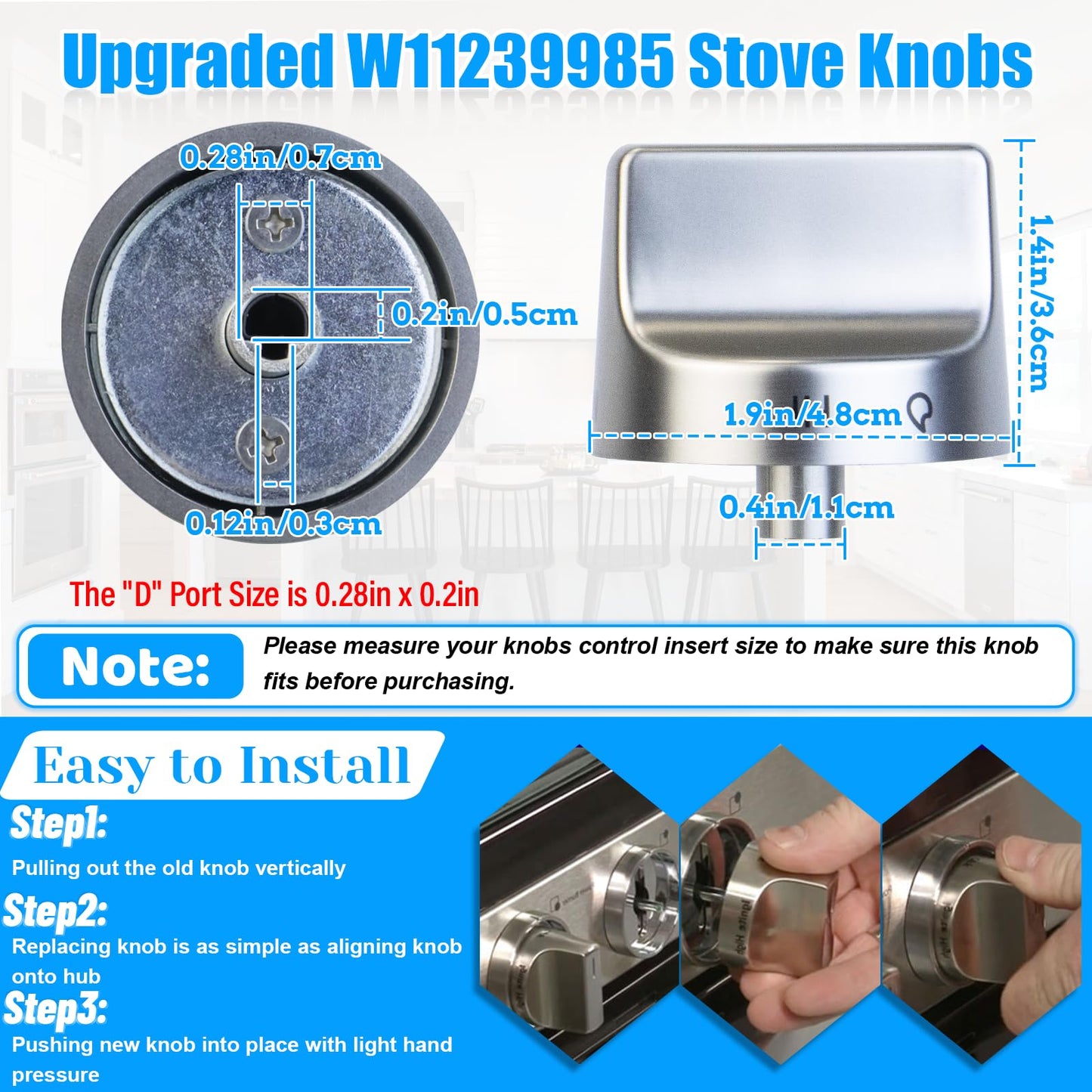 Upgraded W11239985 for Whirlpool Stove Knobs Replacement,W11239985 Whirlpool Gas Stove Oven Knobs W10850015 WFG550S0HZ0 WFG525S0JV0 WFG525S0HZ0 WFG525S0HZ1 W11032553 Range Knob (5pcs)