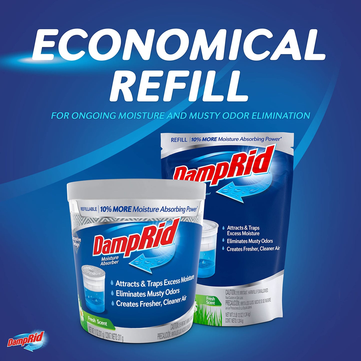 DampRid Refill Bag, 44 oz, 4-Pack - Fresh Scent Moisture Absorbers for Rooms with Excess Humidity, Long-Lasting, Eliminates Musty Odors and Creates Fresher Air