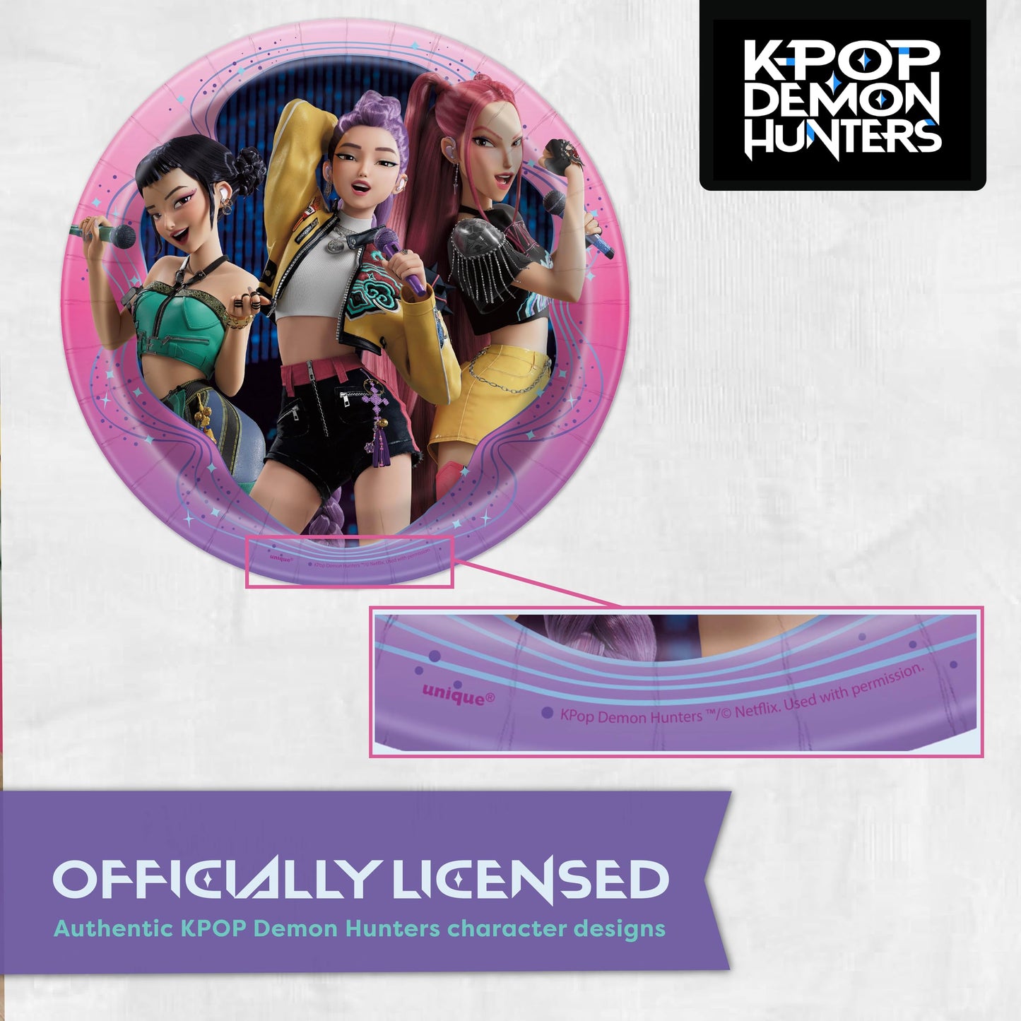 KPop Demon Hunters Birthday Decorations | KPop Demon Hunters Plates and Napkins, Cups, Tablecloths | Officially Licensed