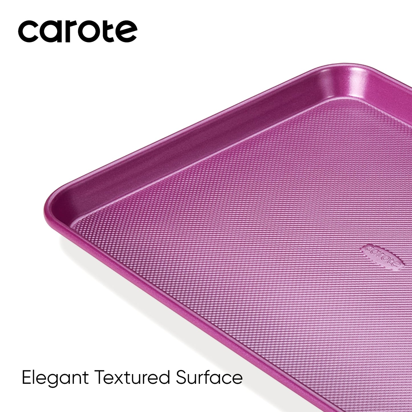 CAROTE 3-Piece Baking Pan Set - Bakeware Set, Baking Sheet Set Including 13 Inch 15 Inch 17 Inch Sheet Pan, Cookie Sheet for Baking, Royal Violet