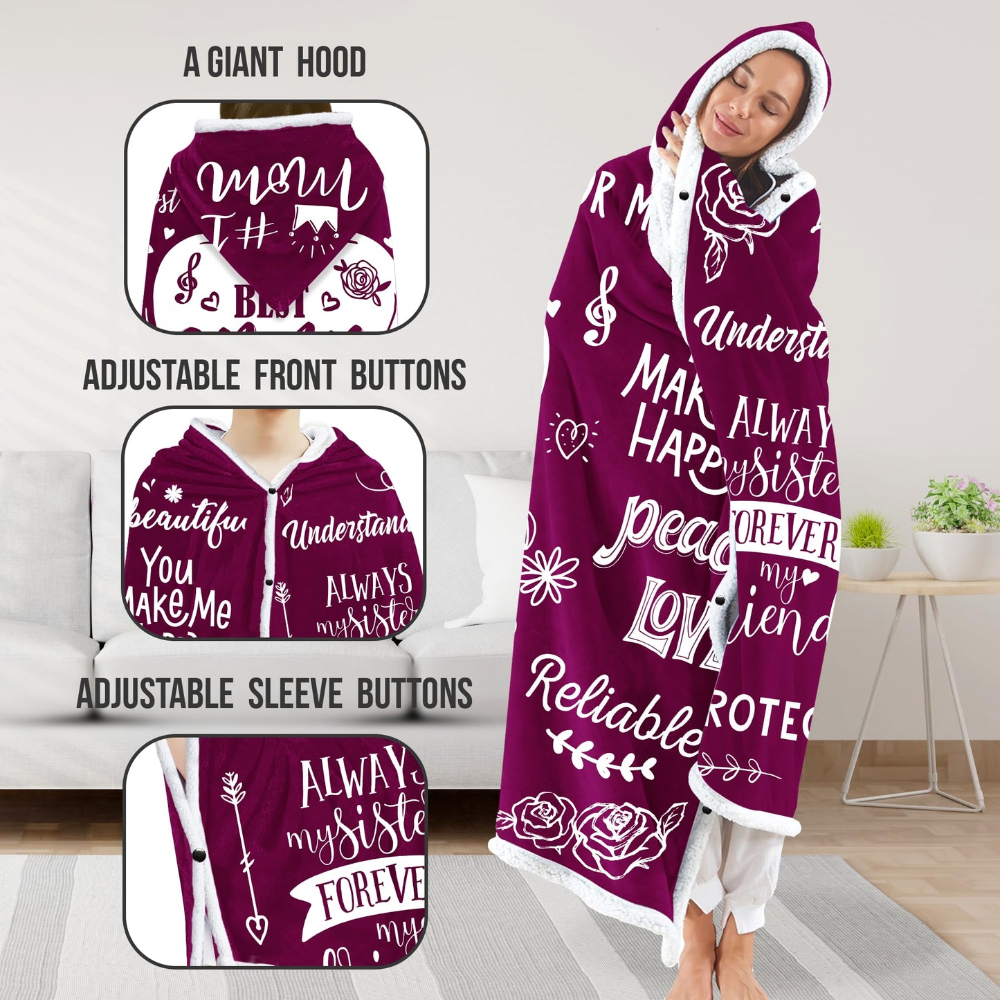 Warmstorey Best Mom Ever Blanket Hoodie Mothers Day Birthday Gift for Mom – Cozy Gift for Wife, Thoughtful Gift from Daughter or Son, Soft and Warm Blanket for Mother, Mommy, or Mama