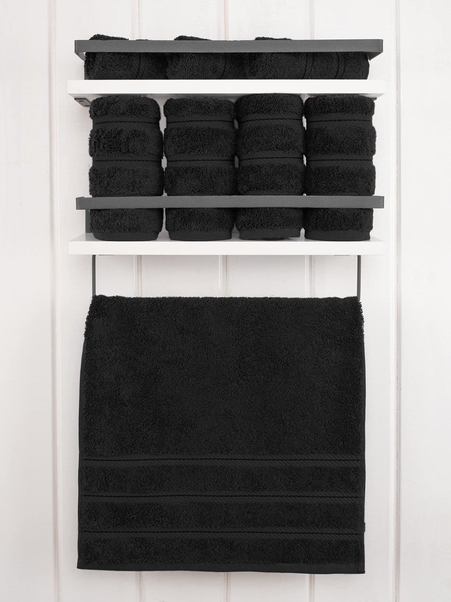 American Soft Linen Luxury Hand Towels for Bathroom, 600 GSM Heawy Weight 16x28 Size 100% Cotton Turkish 4 Piece Hand Face Towel Set, Black Hand Towels