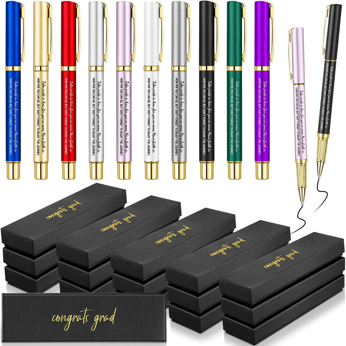 FoldTier 30 Set Graduation Pen Gifts Inspirational Ballpoint Pens with Congrats Grad Gift Boxes Funny Graduate Party Favor Gift for Class of 2026 Graduation Party Office School Stationery Supply