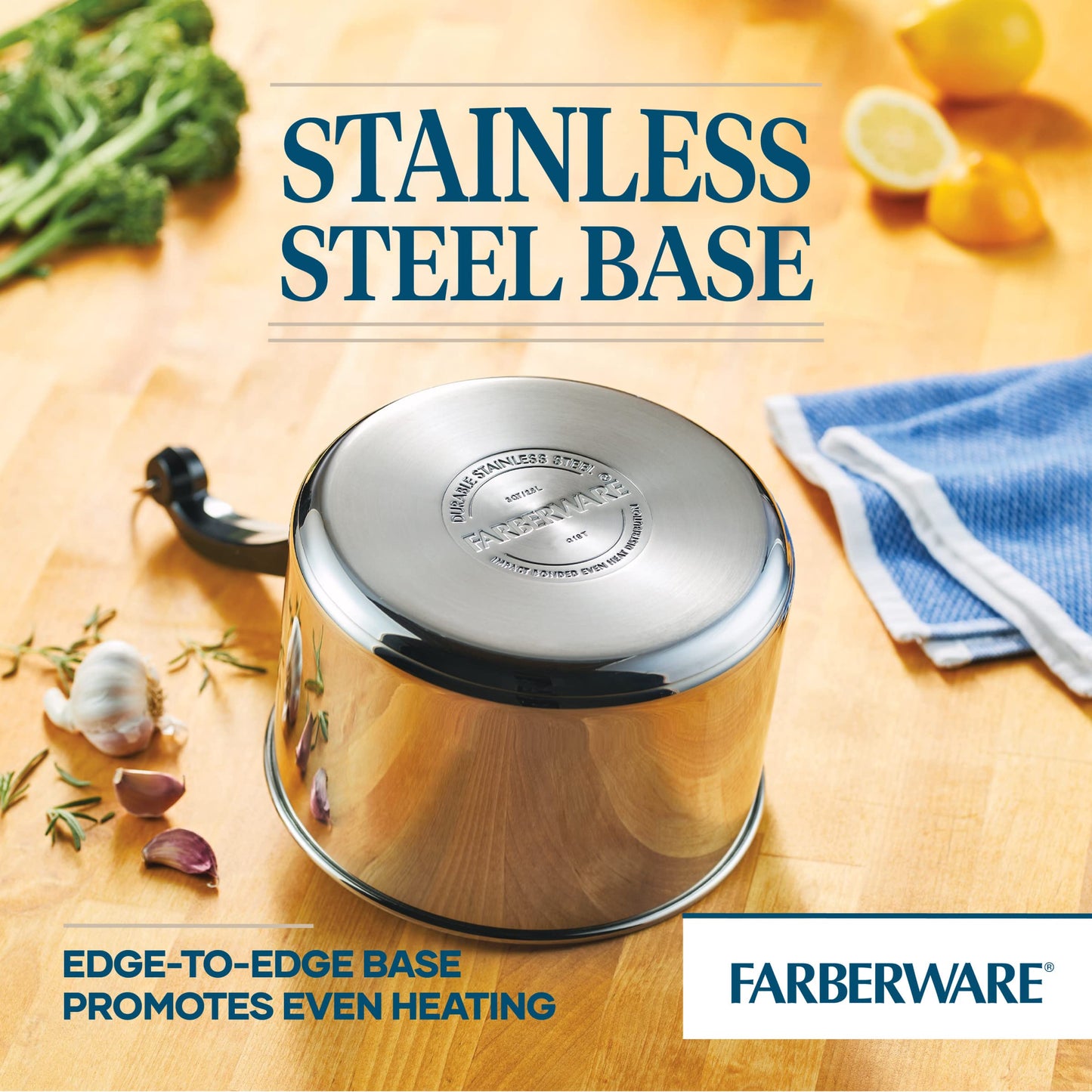 Farberware Classic Series Stainless Steel Sauce Pan with Lid, 3-Quart, Stainless Steel Pans, Induction Cookware