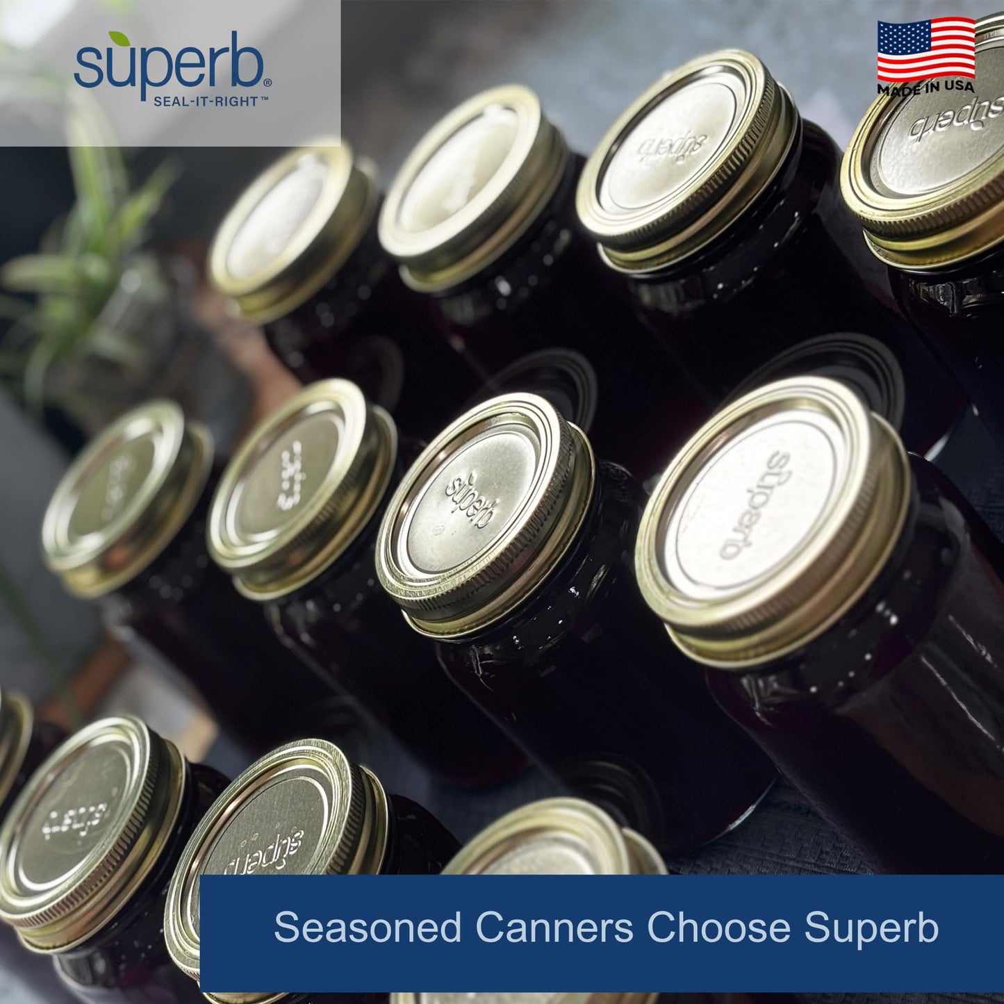 Superb Canning Lids – Regular Mouth Mason Jar Lids – Baker’s Dozen/Bulk Package of 156 Lids – Made in the USA